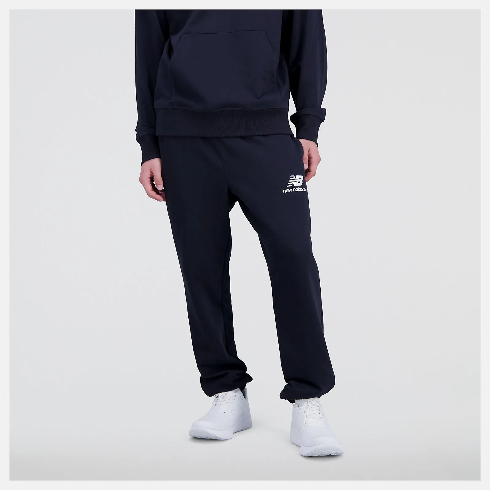 New Balance Essentials Stacked Logo French Terry Sweatpant - Mens - Black