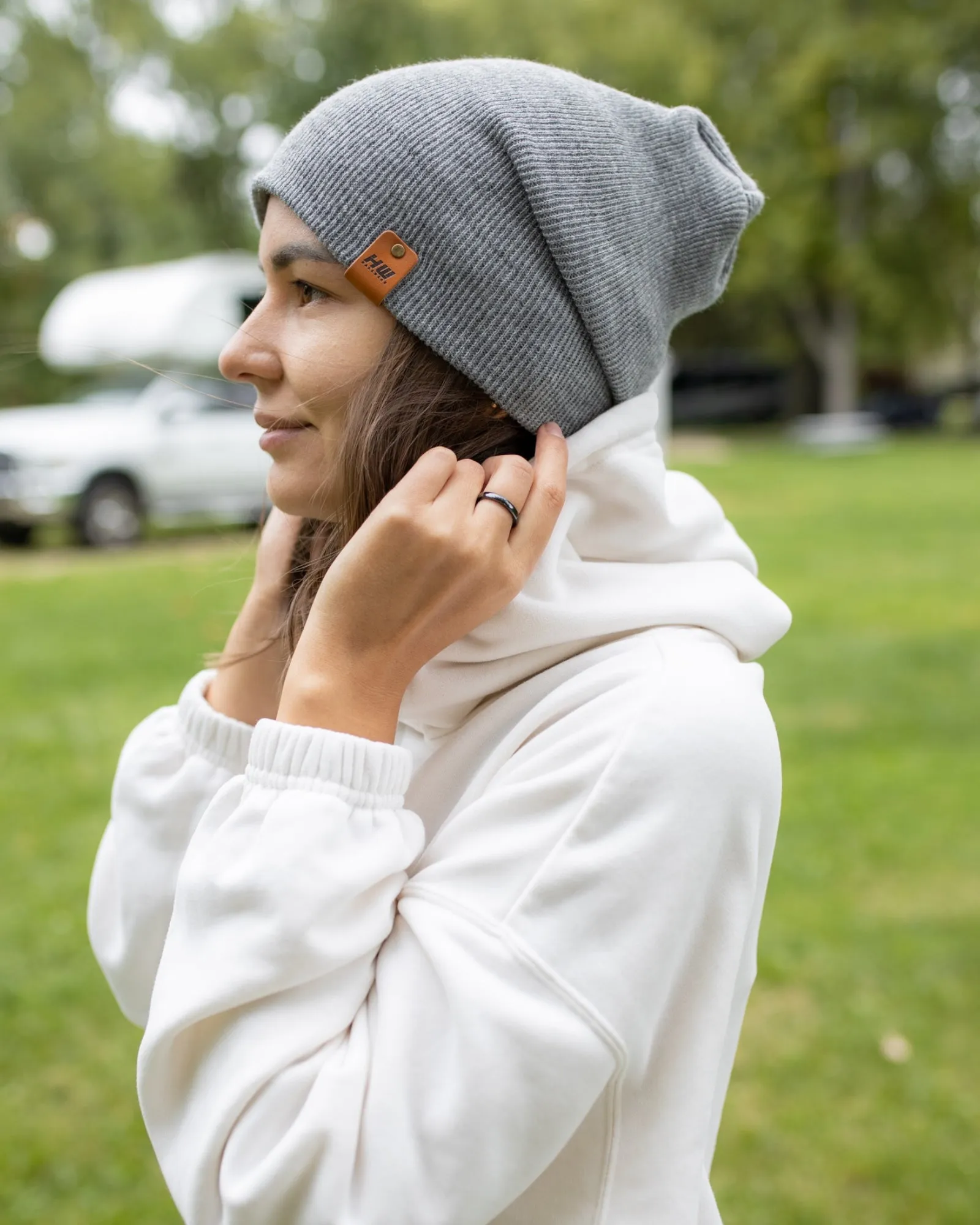 NEW HAAKWEAR Theta-Stitch Cuffed Beanie - Designed and Made in USA (Patent Pending Design) - Koala Gray