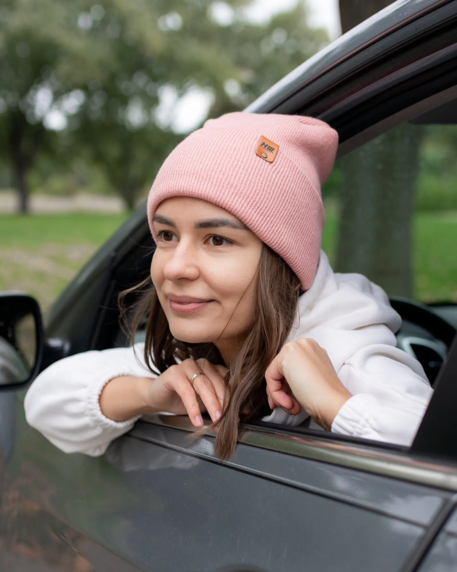 NEW HAAKWEAR Theta-Stitch Cuffed Beanie - Designed and Made in USA (Patent Pending Design) - Pearl Pink