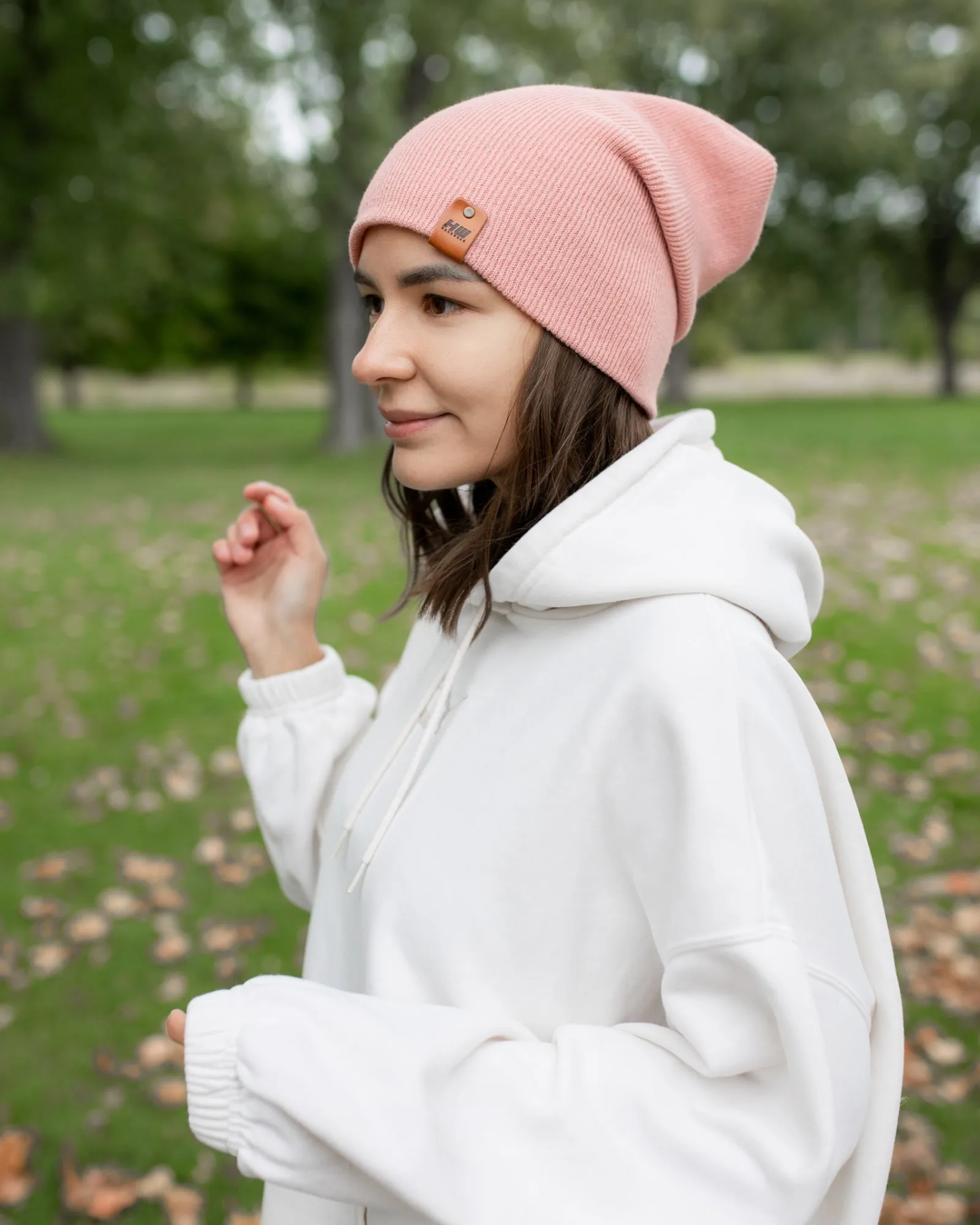 NEW HAAKWEAR Theta-Stitch Cuffed Beanie - Designed and Made in USA (Patent Pending Design) - Pearl Pink