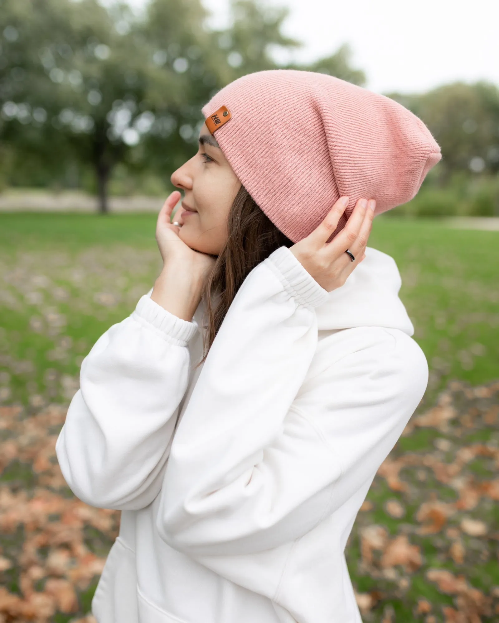 NEW HAAKWEAR Theta-Stitch Cuffed Beanie - Designed and Made in USA (Patent Pending Design) - Pearl Pink