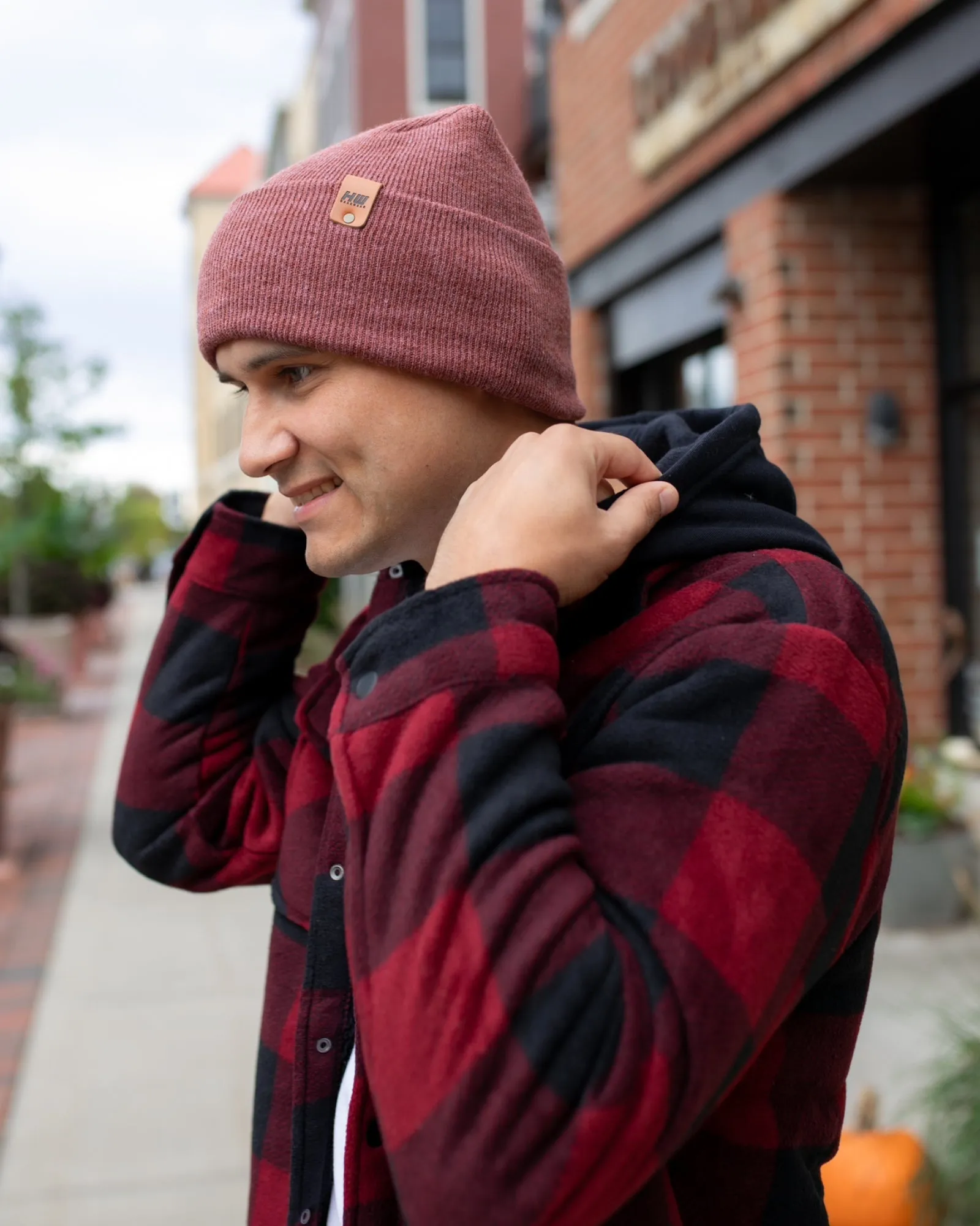 NEW HAAKWEAR Theta-Stitch Cuffed Beanie - Designed and Made in USA (Patent Pending Design) - Rusty Burgundy