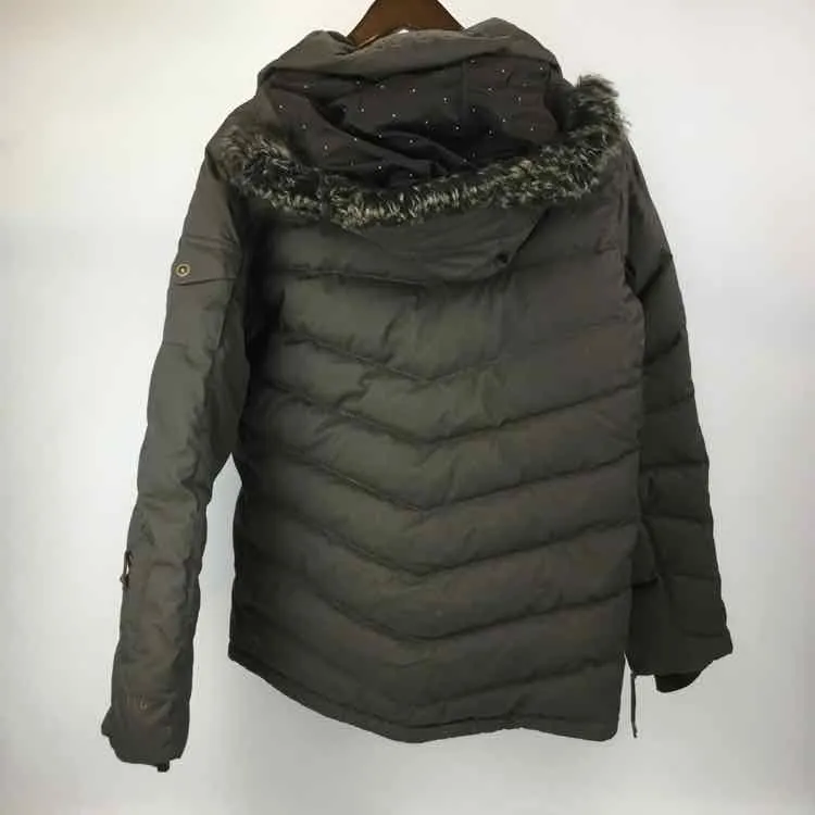 North Face Size XL Olive Zip Front Hooded Quilted Coat