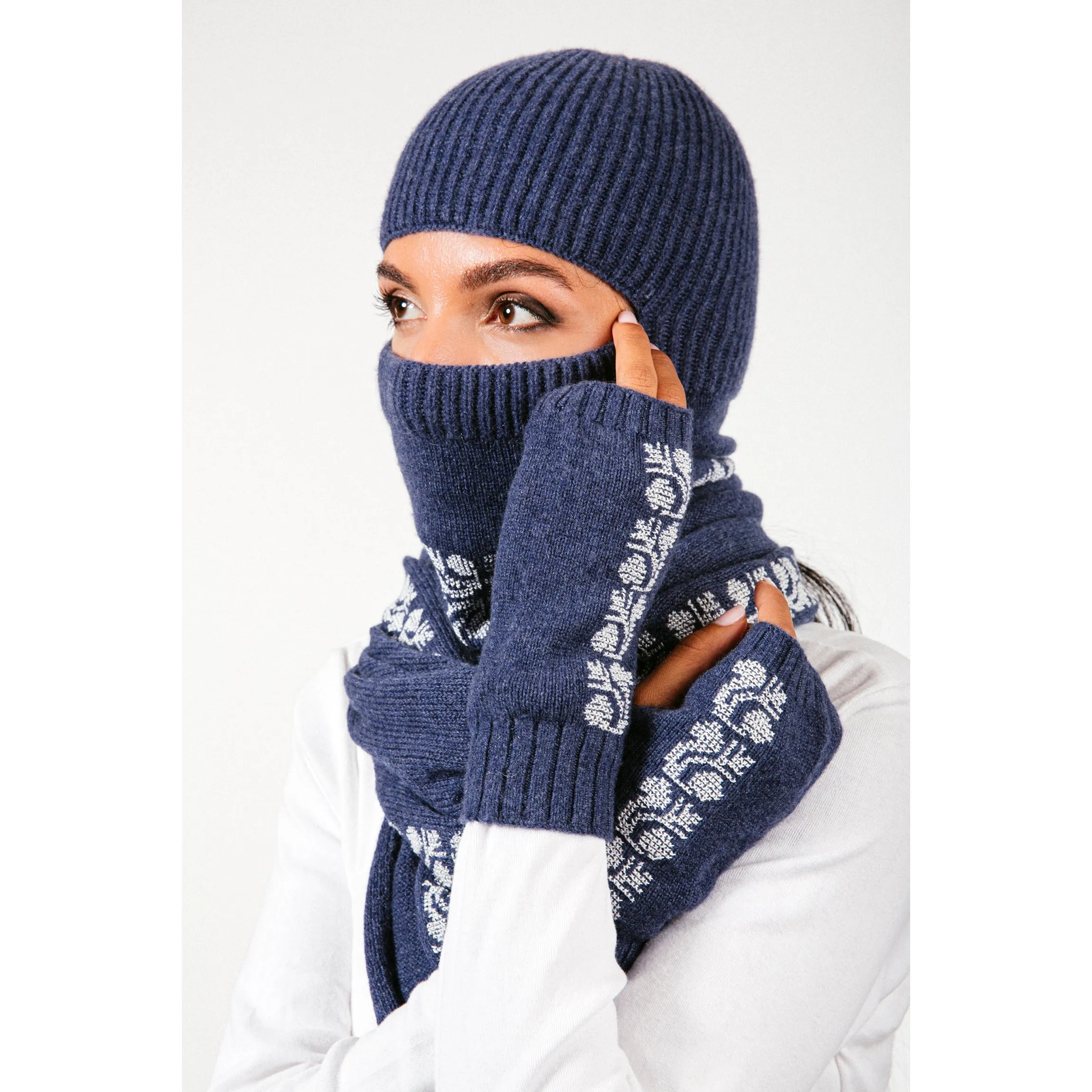 NOTTE BLUE CASHMERE BALACLAVA/BEANIE