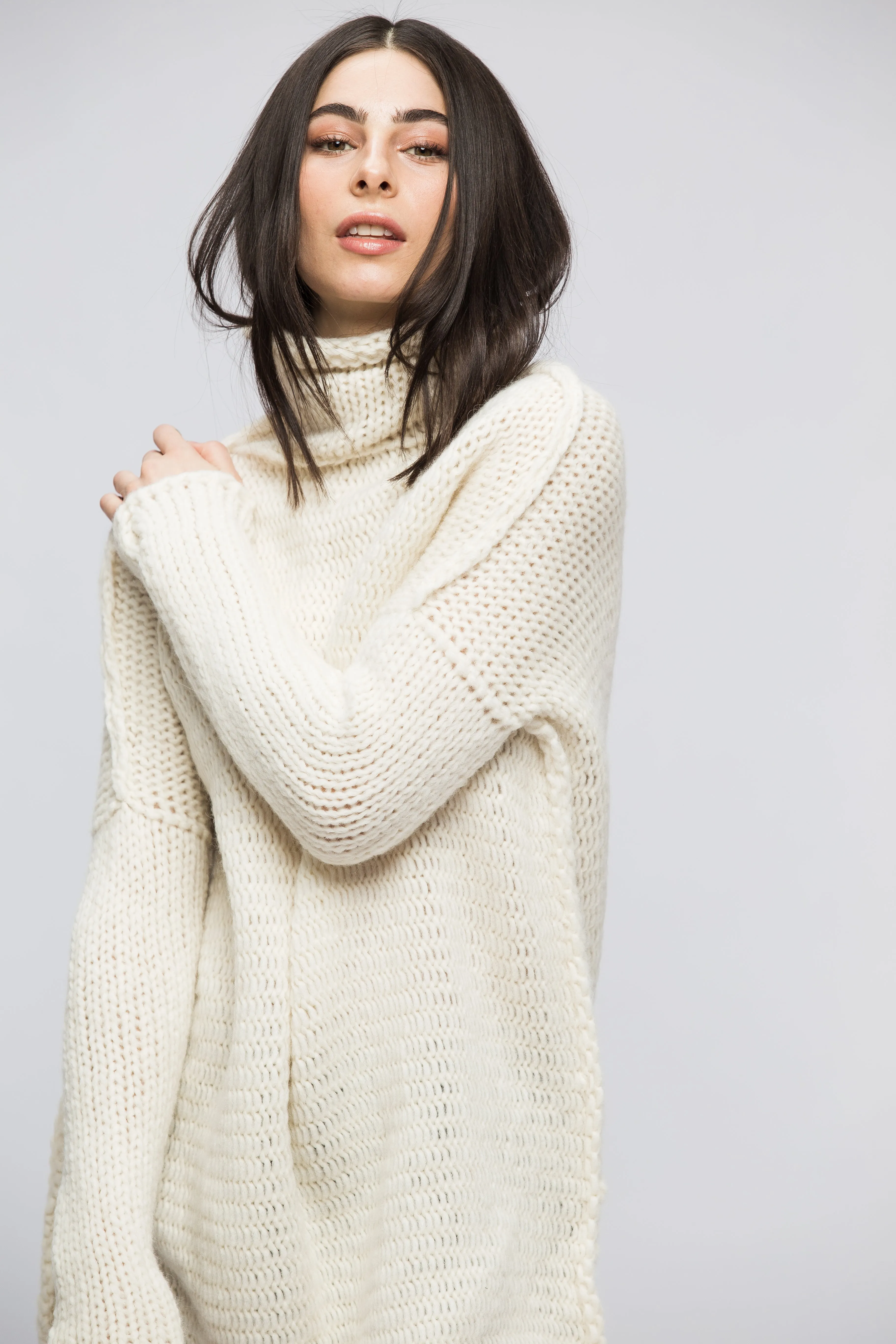 Off white  Chunky knit Alpaca  women  dress.