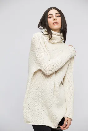 Off white  Chunky knit Alpaca  women  dress.