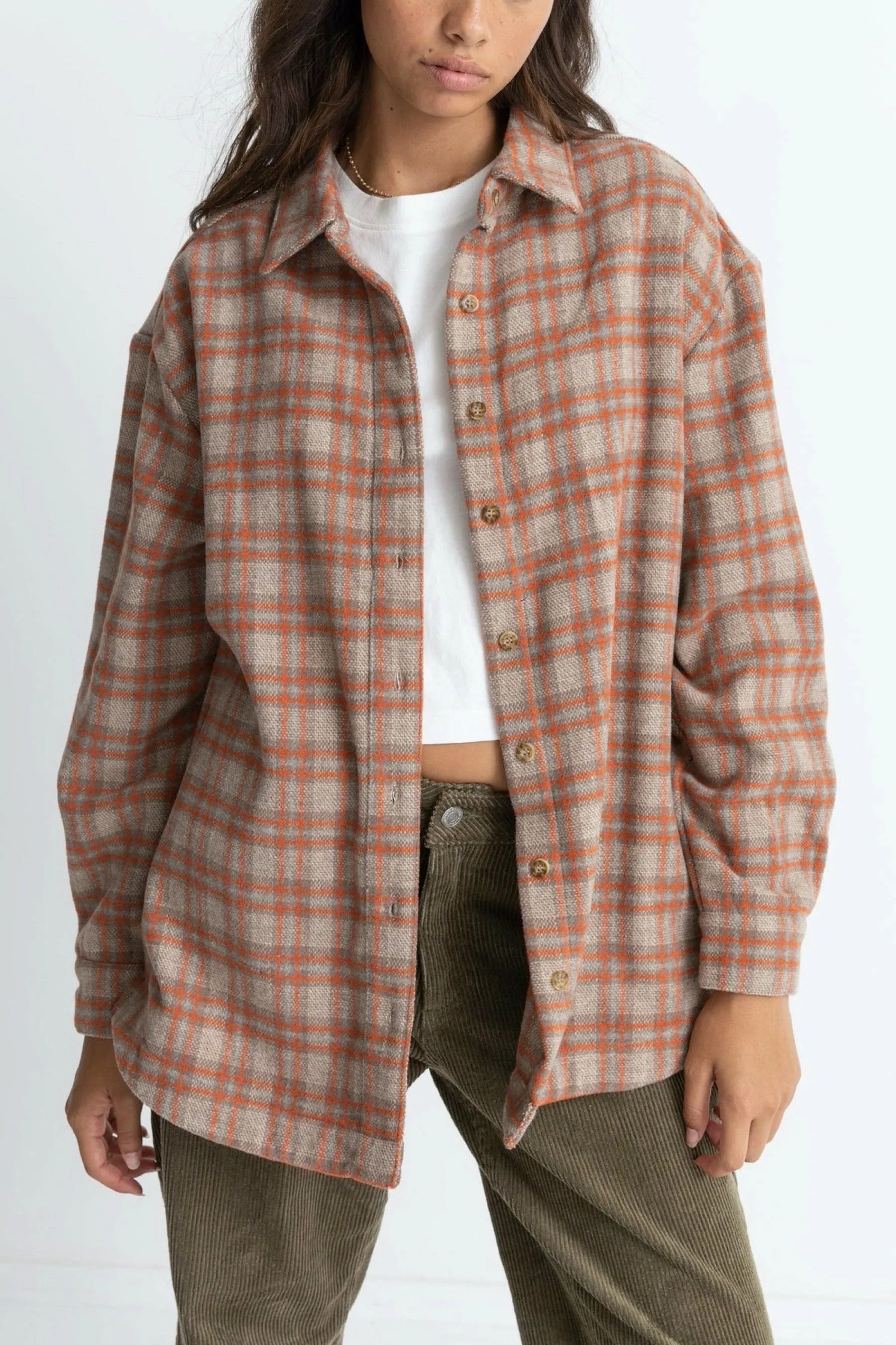 Orange Flannel Oversized Shirt