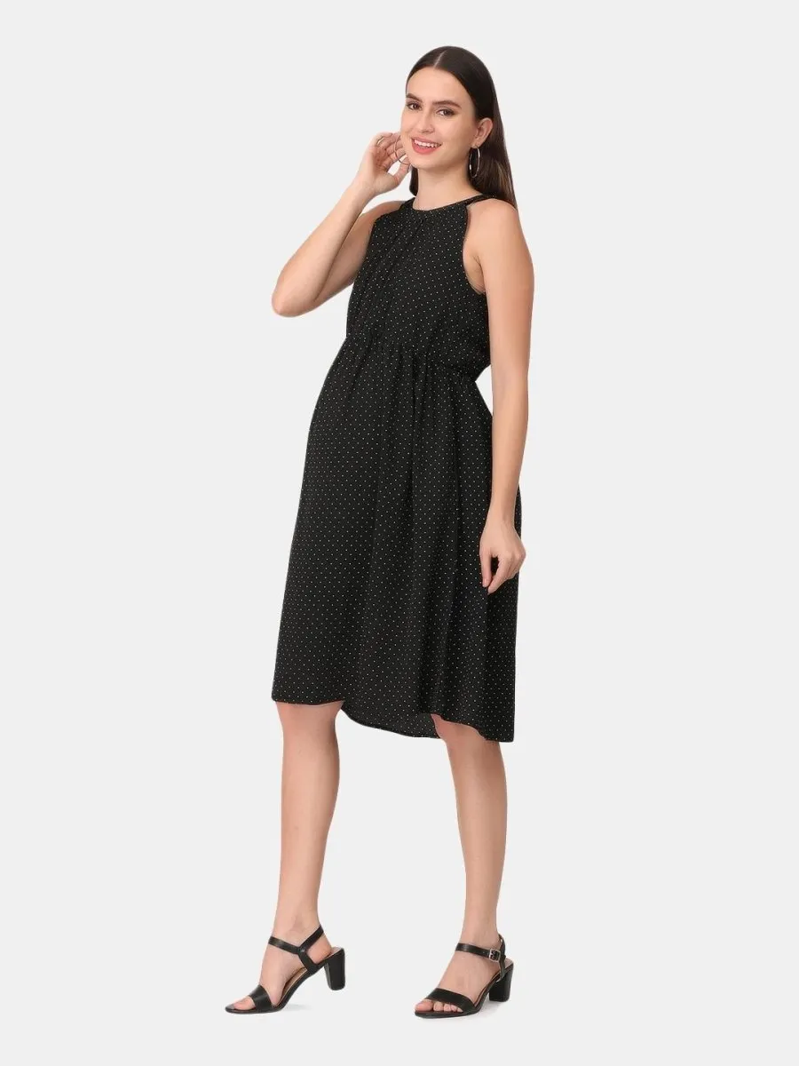 Playful Polka Dots Maternity and Nursing Halter Dress