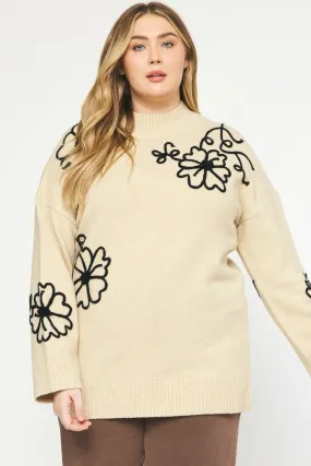 Plus Size Long Sleeve Knitted Mock Neck Sweater