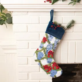 Poinsettias Jar Quilted Stocking