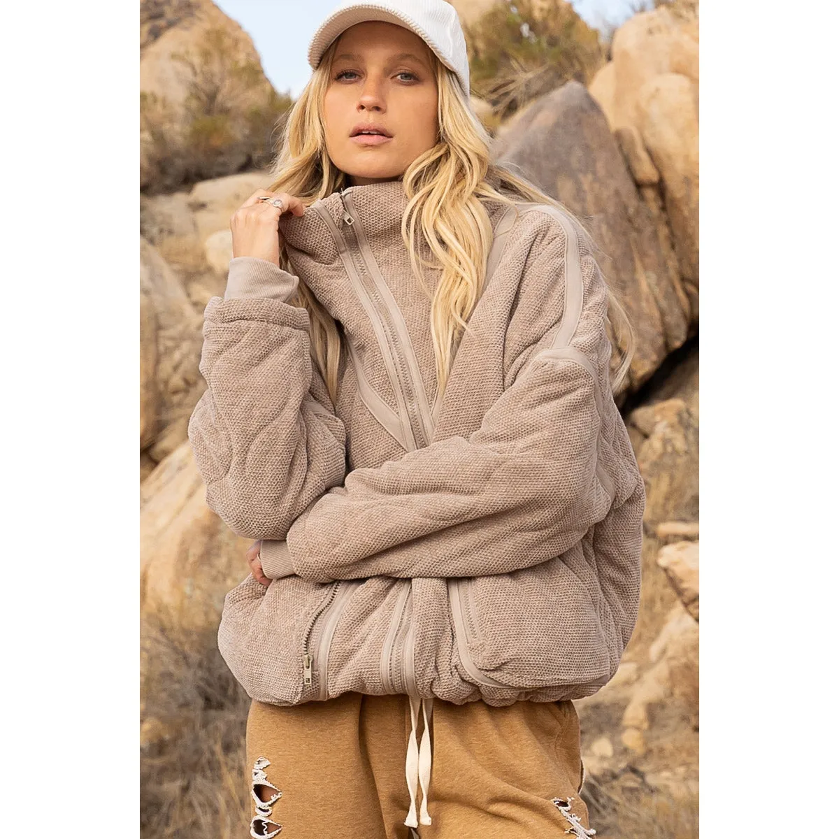 POL Powder Mocha Quilted Jacket