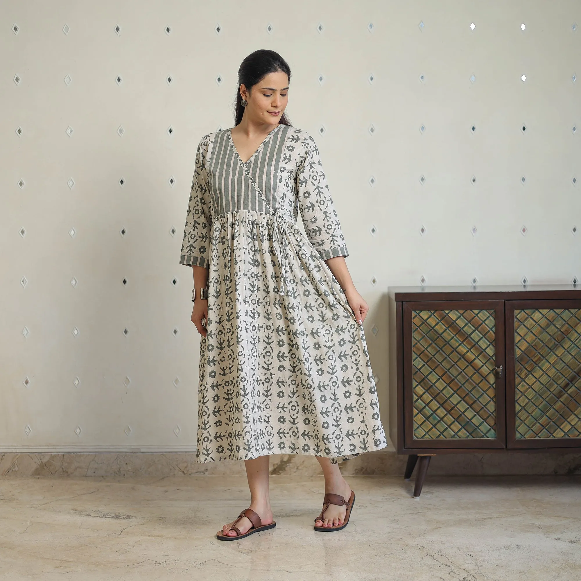 Pure Cotton Angrakha Batik Print Dress 05