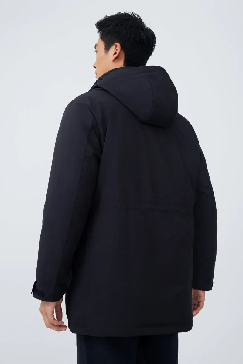 Quilted Down Coat | Black BKFD01