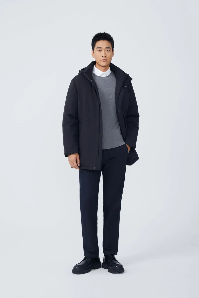 Quilted Down Coat | Black BKFD01