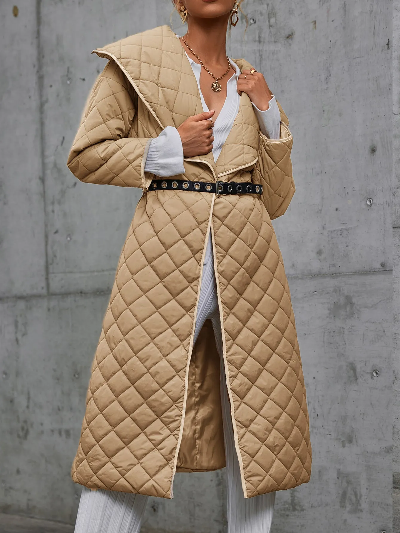 Quilted One-Snap Puffer Coat