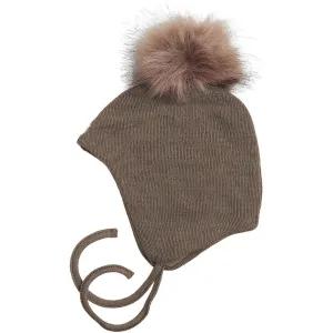 Racing Kids Brown Birch Bark Baby Hat With Pompom