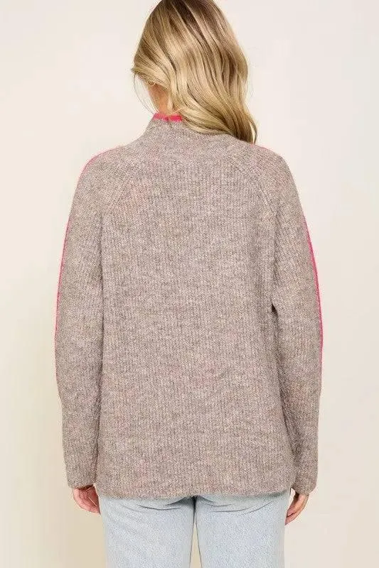 Raglan sleeve funnel neck sweater