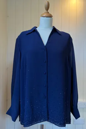 Re-Wear Personal Choice Marine Navy Beaded Blouse