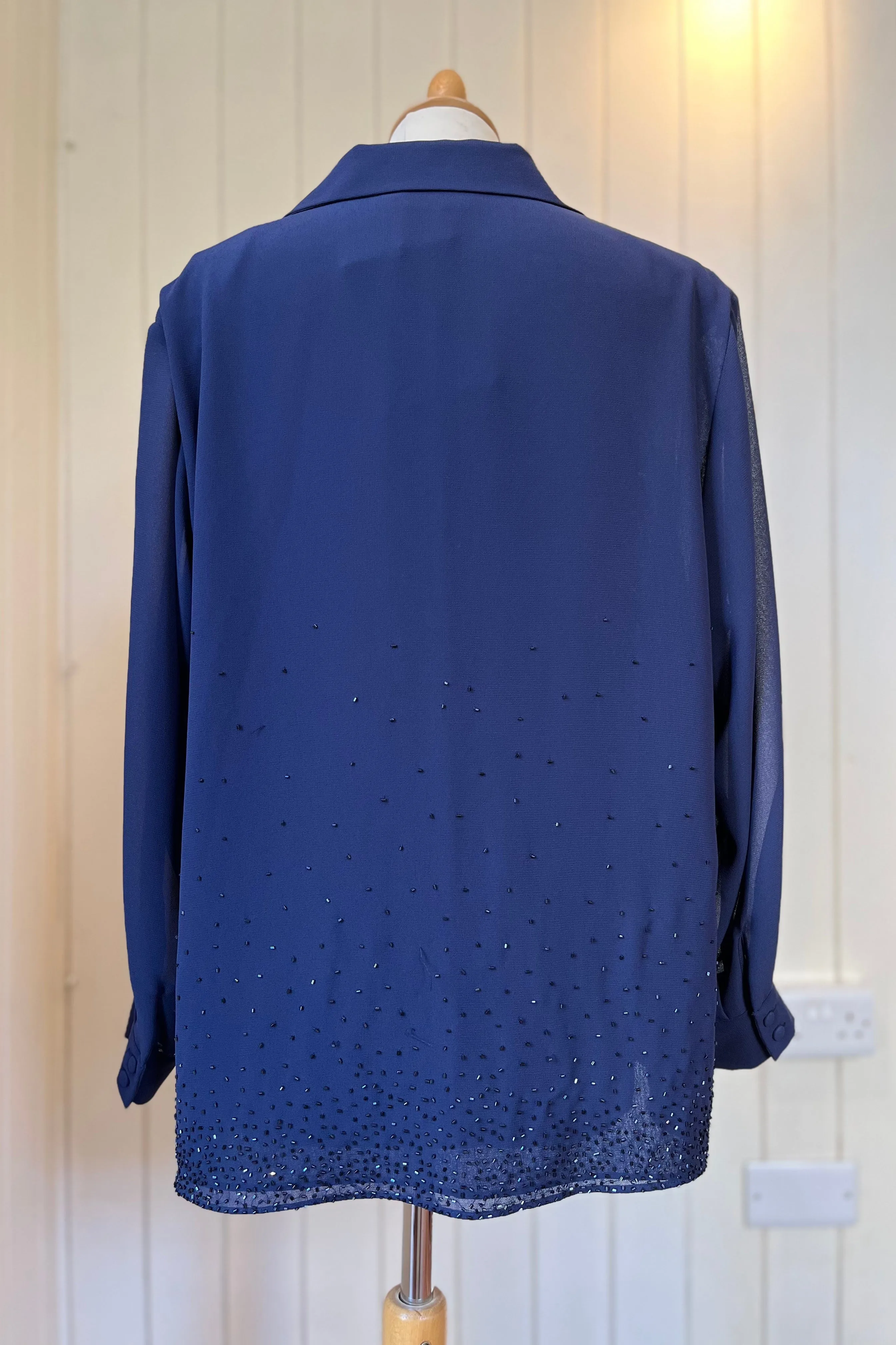 Re-Wear Personal Choice Marine Navy Beaded Blouse