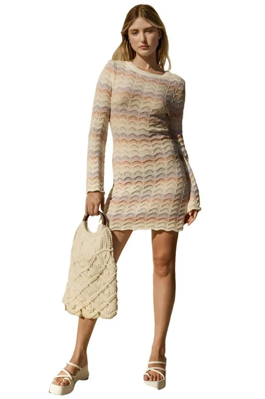 Round Neck Bell Sleeve Sweater Dress