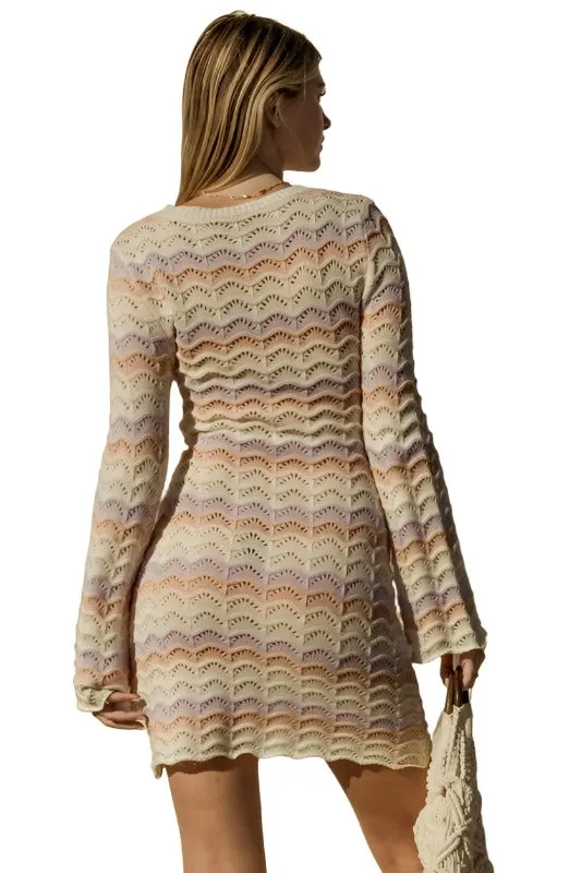 Round Neck Bell Sleeve Sweater Dress