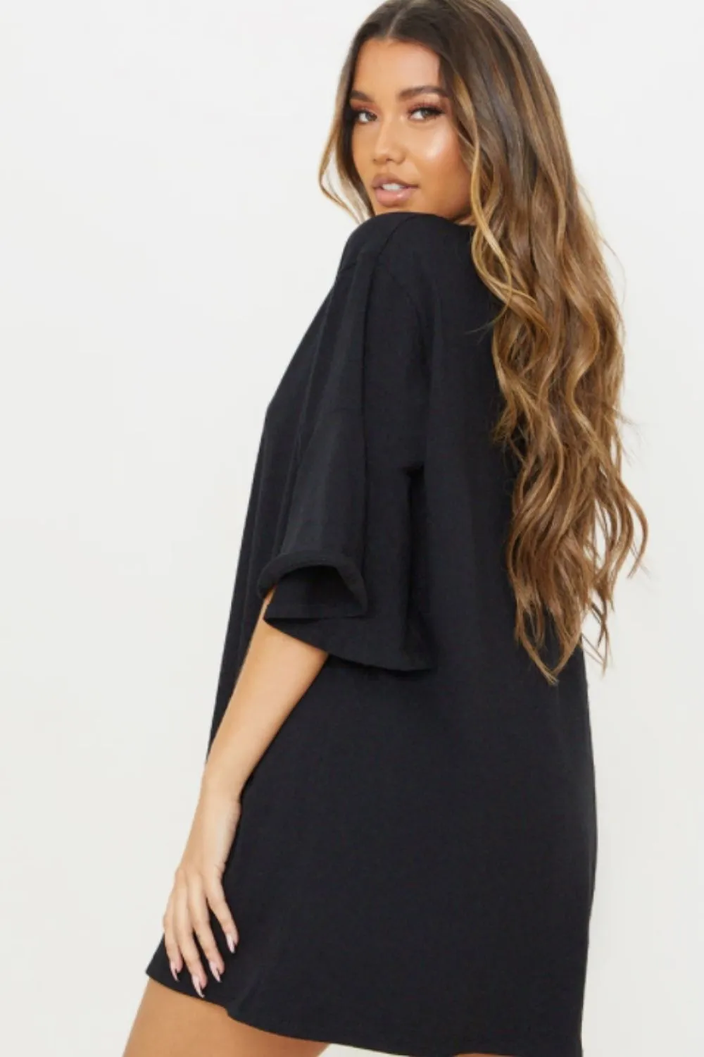 Round Neck Black Boxy Dress