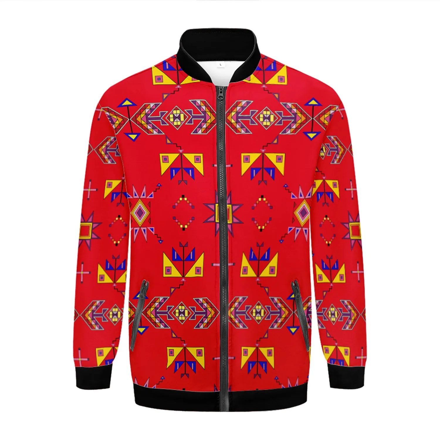 Scattered Generations Red Zippered Collared Lightweight Jacket