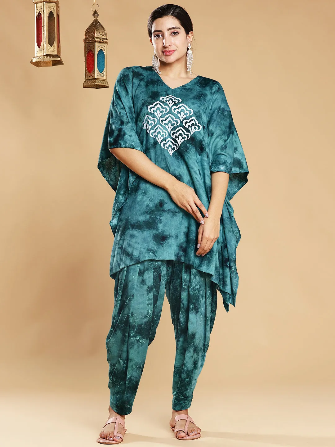 SeaGreen Rayon TieDyeKurta - Nori