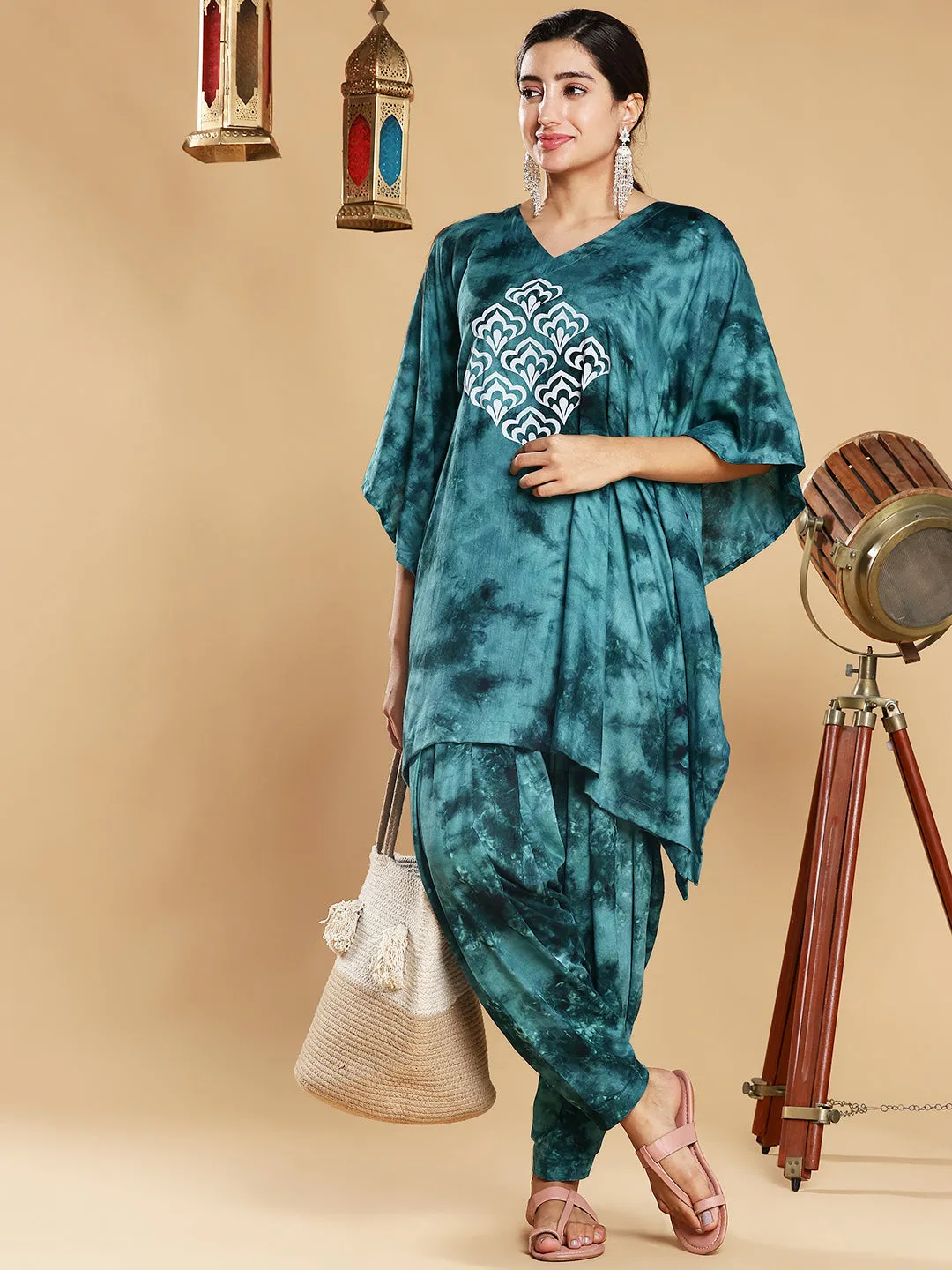 SeaGreen Rayon TieDyeKurta - Nori