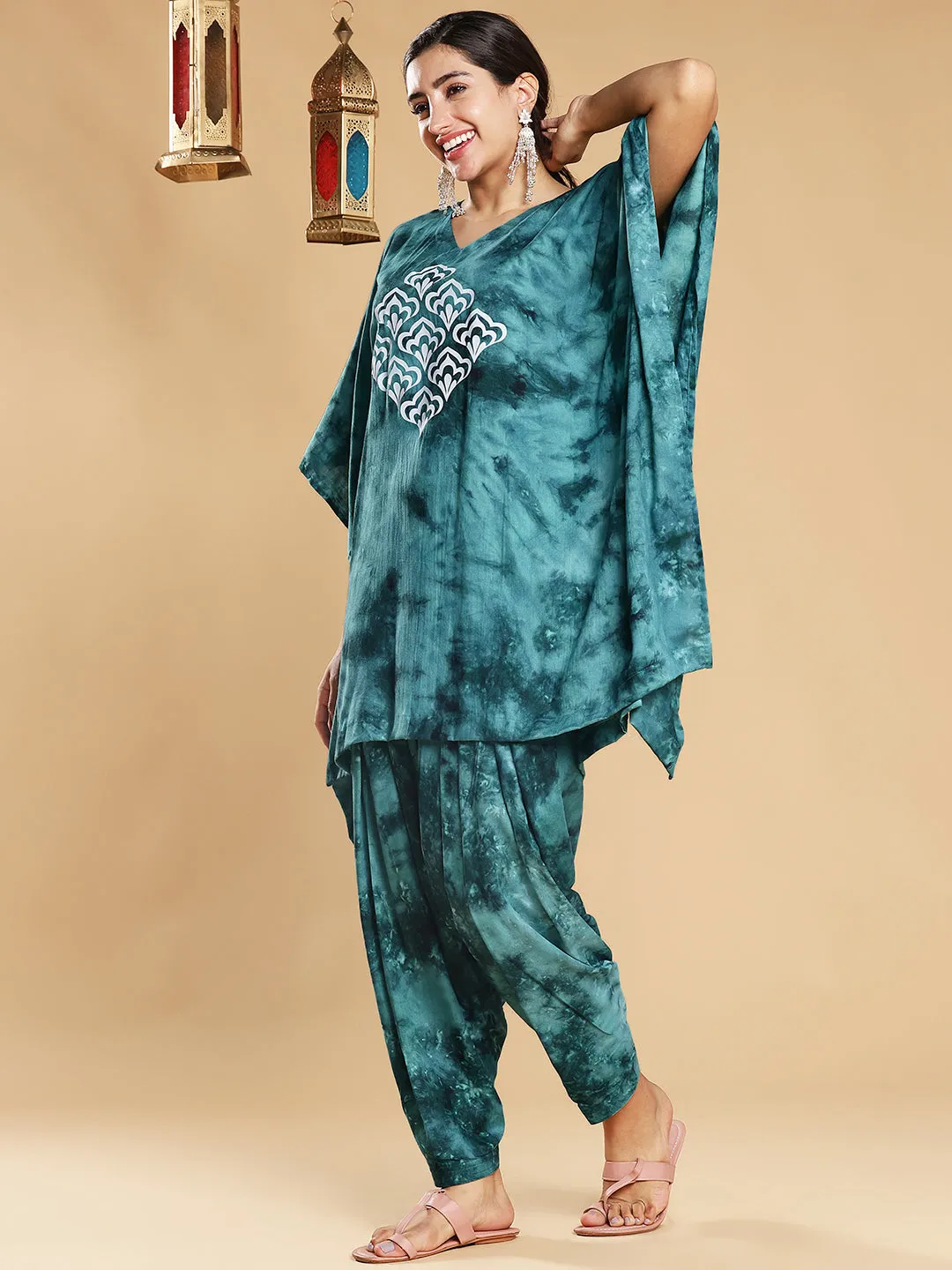 SeaGreen Rayon TieDyeKurta - Nori