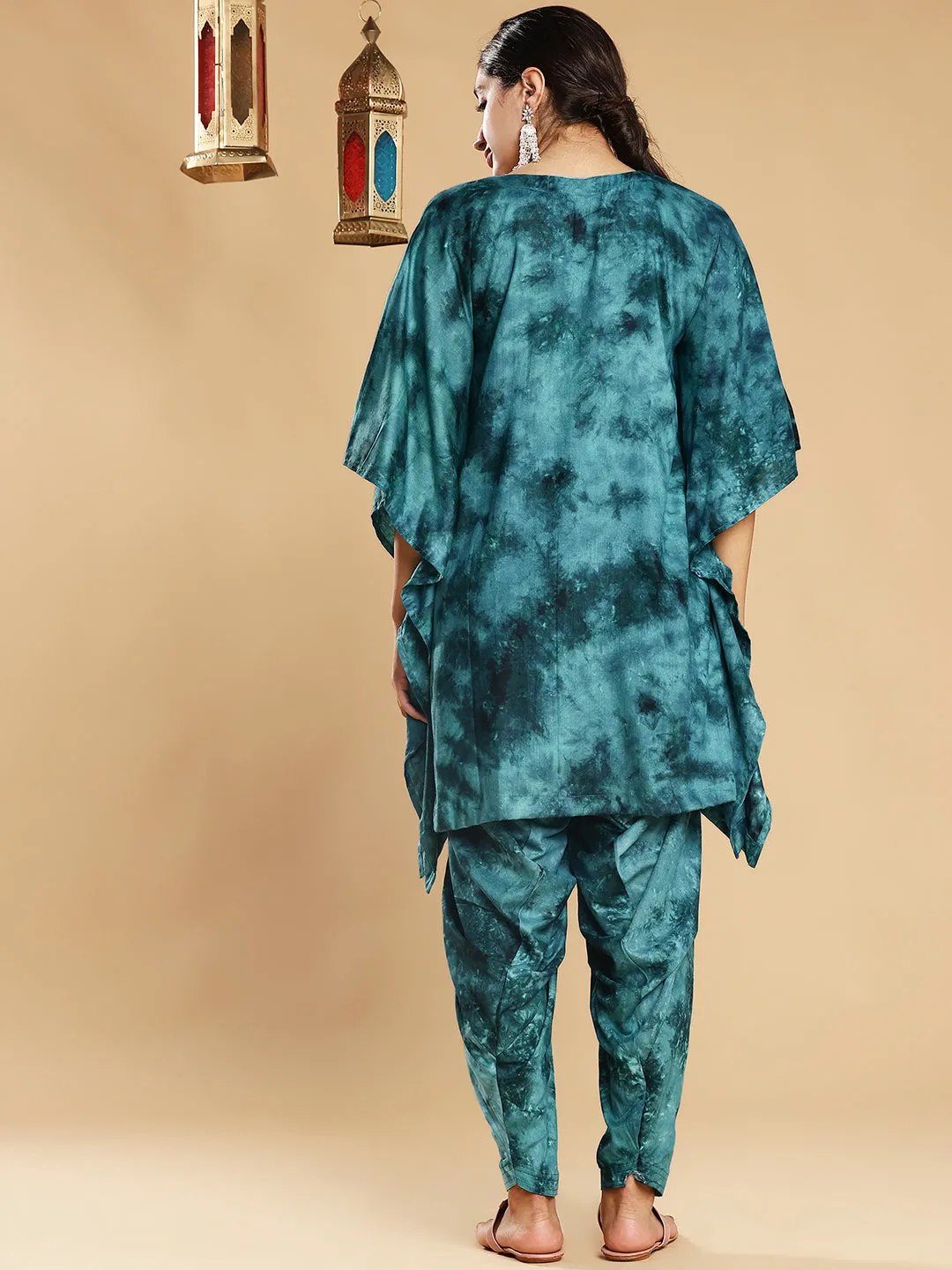 SeaGreen Rayon TieDyeKurta - Nori