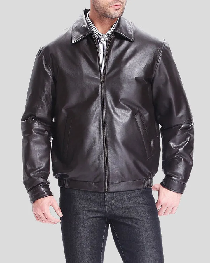 Shaw Black Bomber Leather Jacket