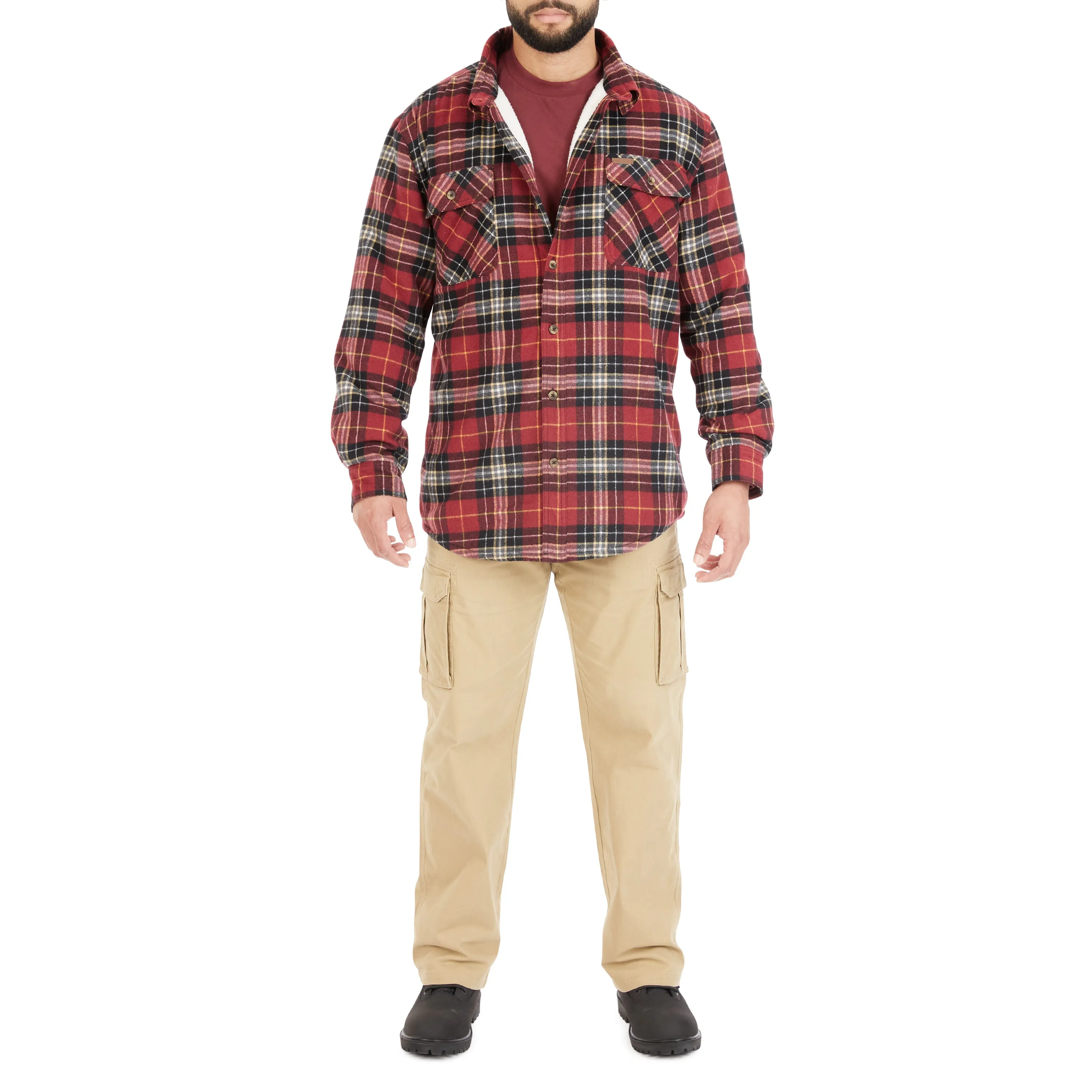 SHERPA-LINED FLANNEL SHIRT JACKET