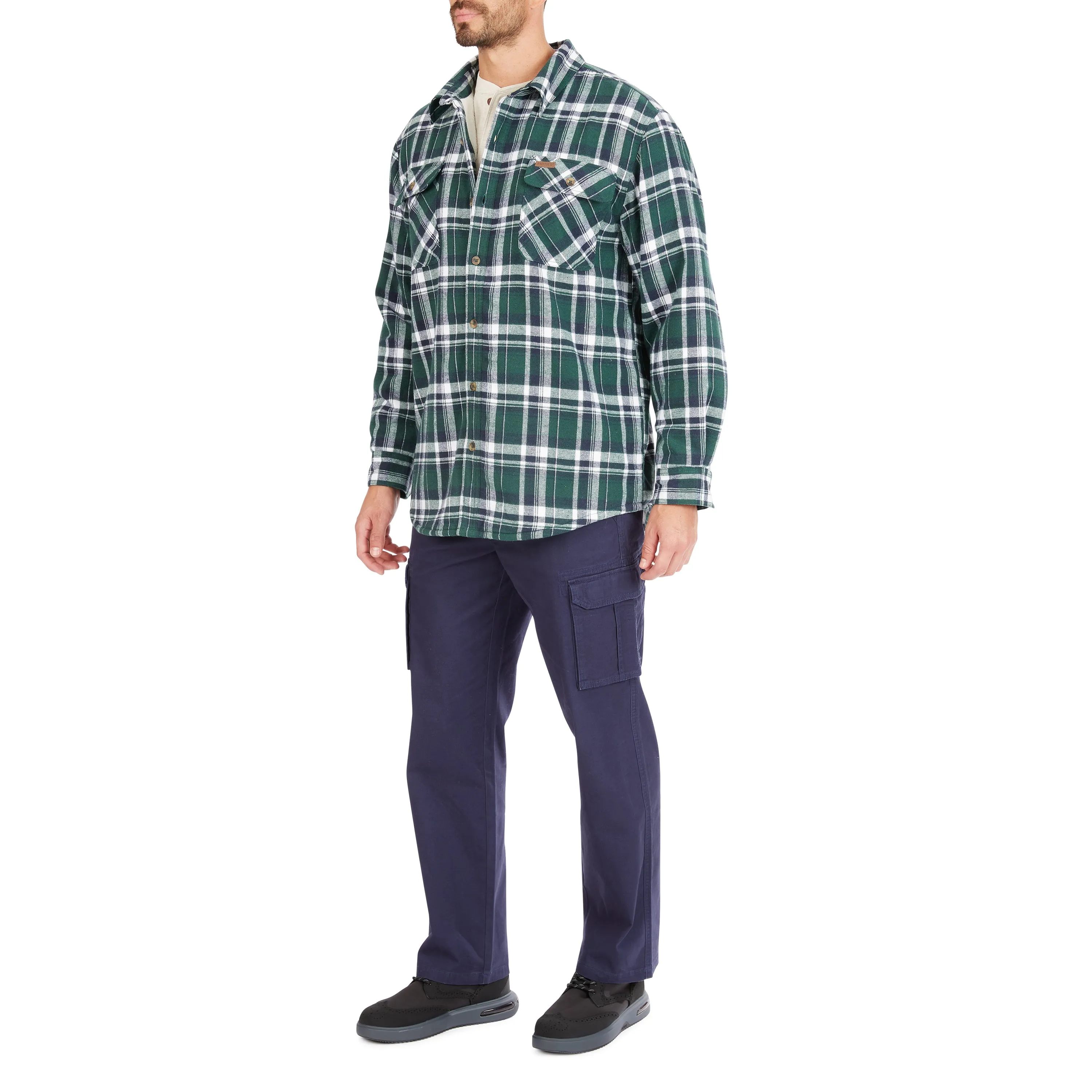 SHERPA-LINED FLANNEL SHIRT JACKET