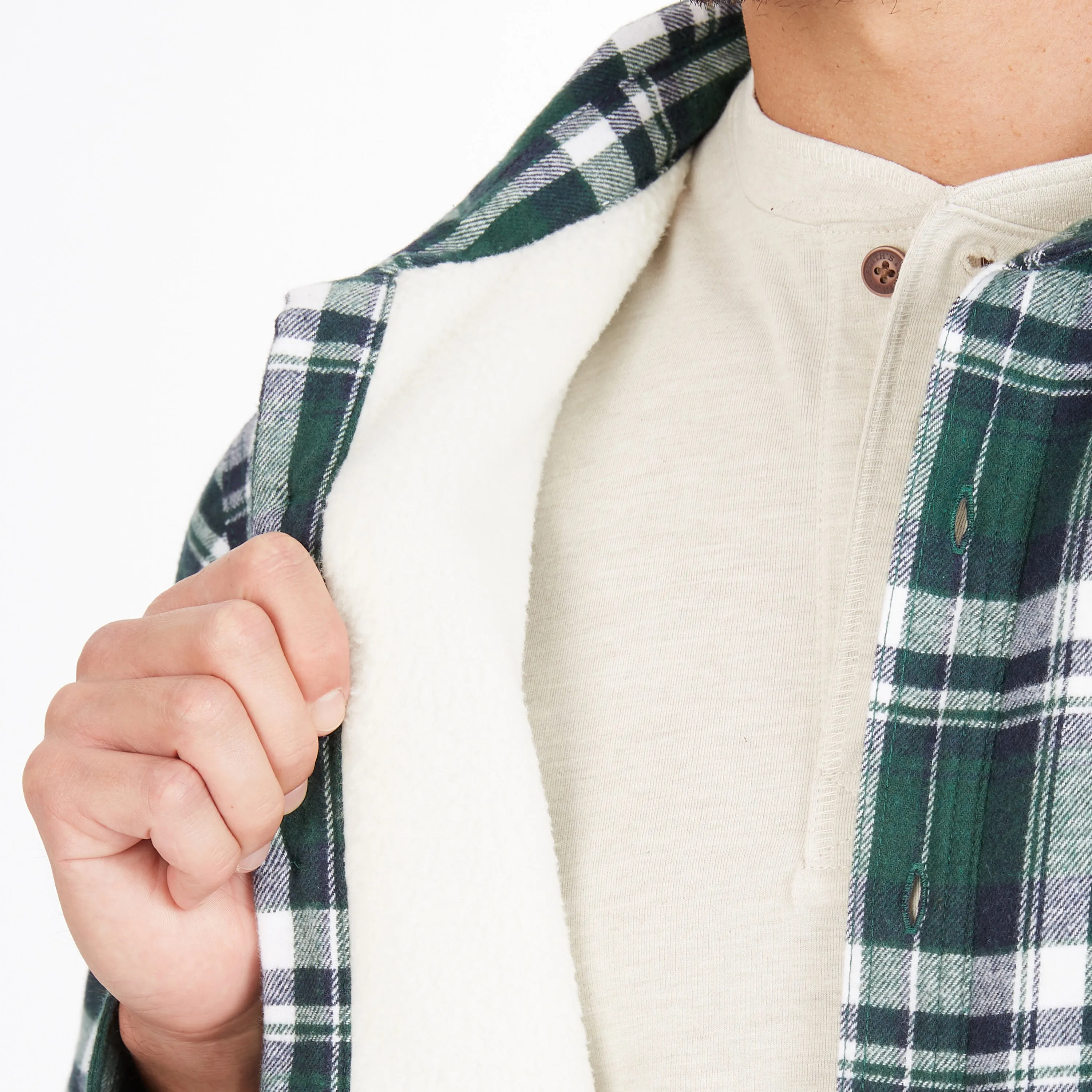 SHERPA-LINED FLANNEL SHIRT JACKET