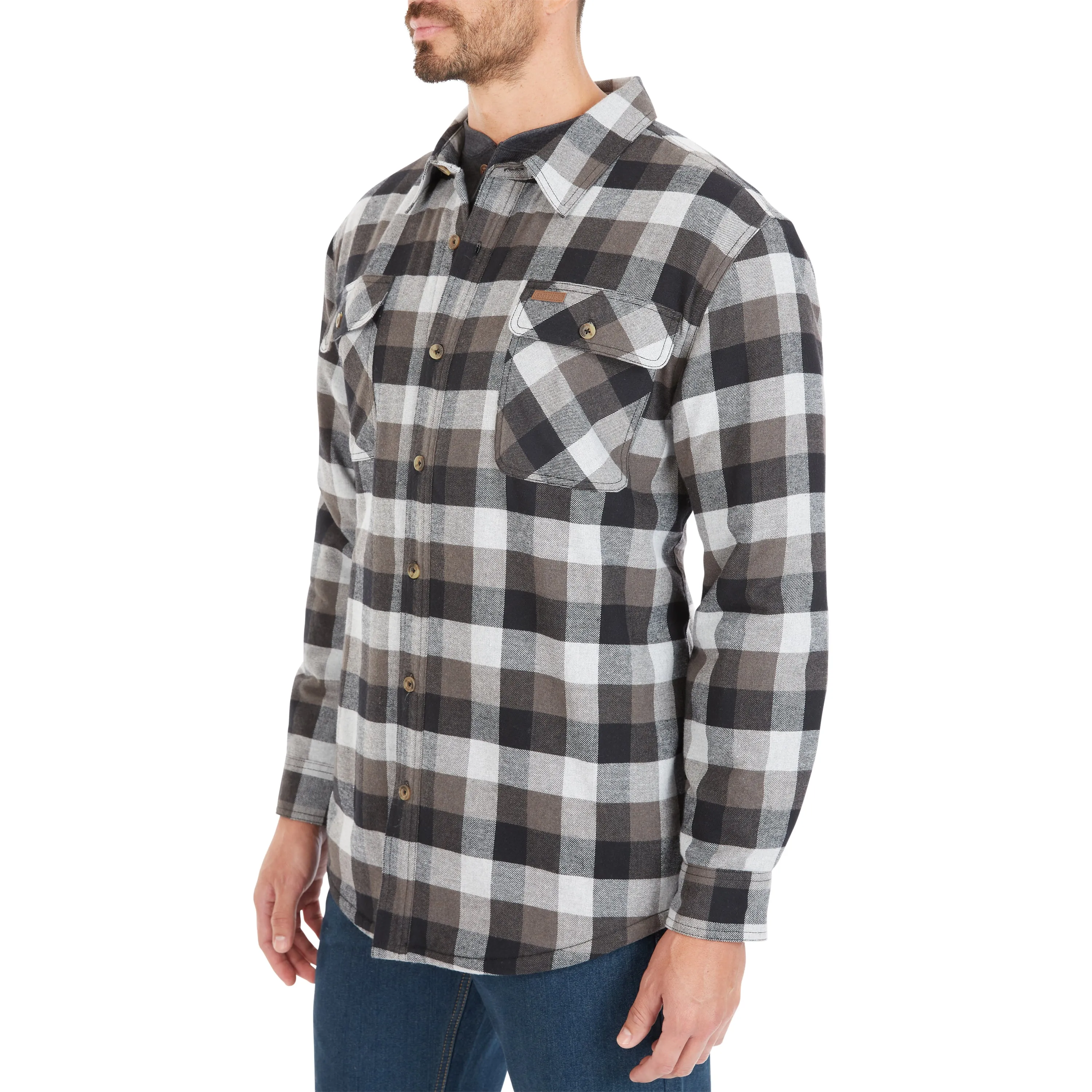 SHERPA-LINED FLANNEL SHIRT JACKET