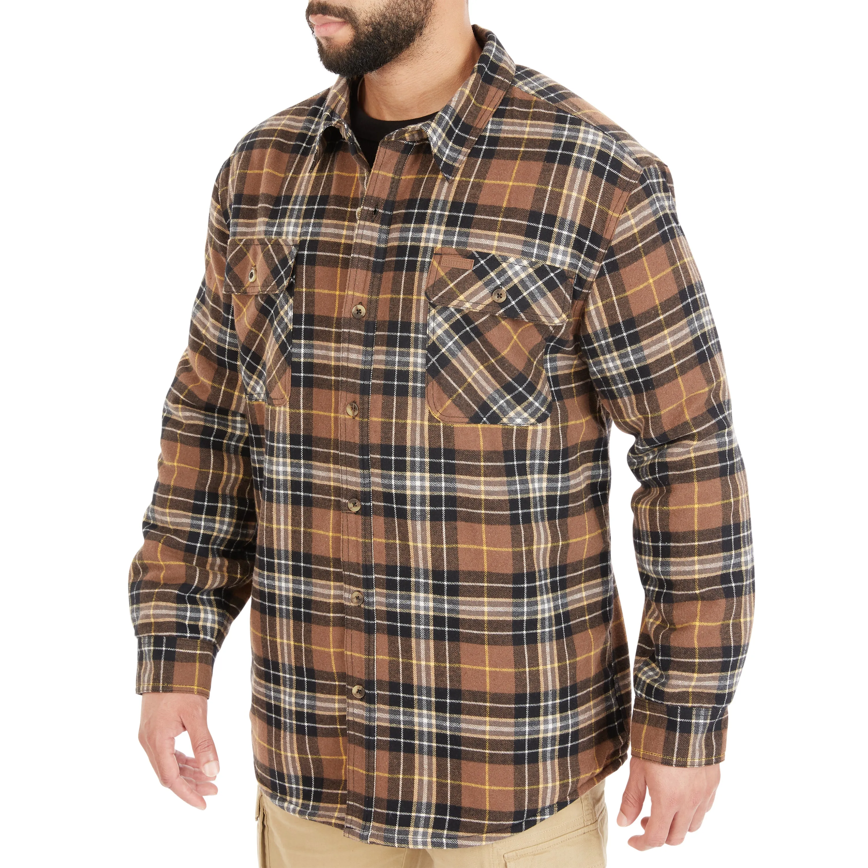 SHERPA-LINED FLANNEL SHIRT JACKET