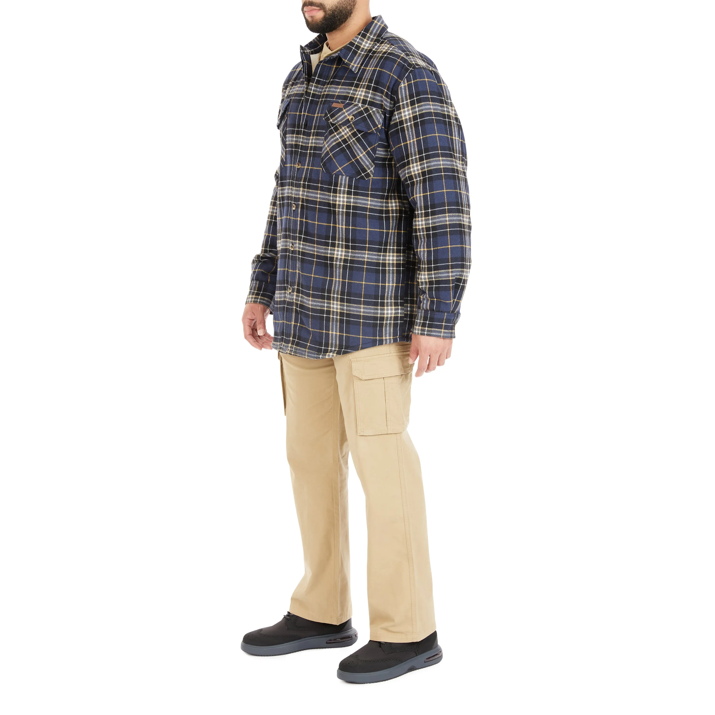 SHERPA-LINED FLANNEL SHIRT JACKET