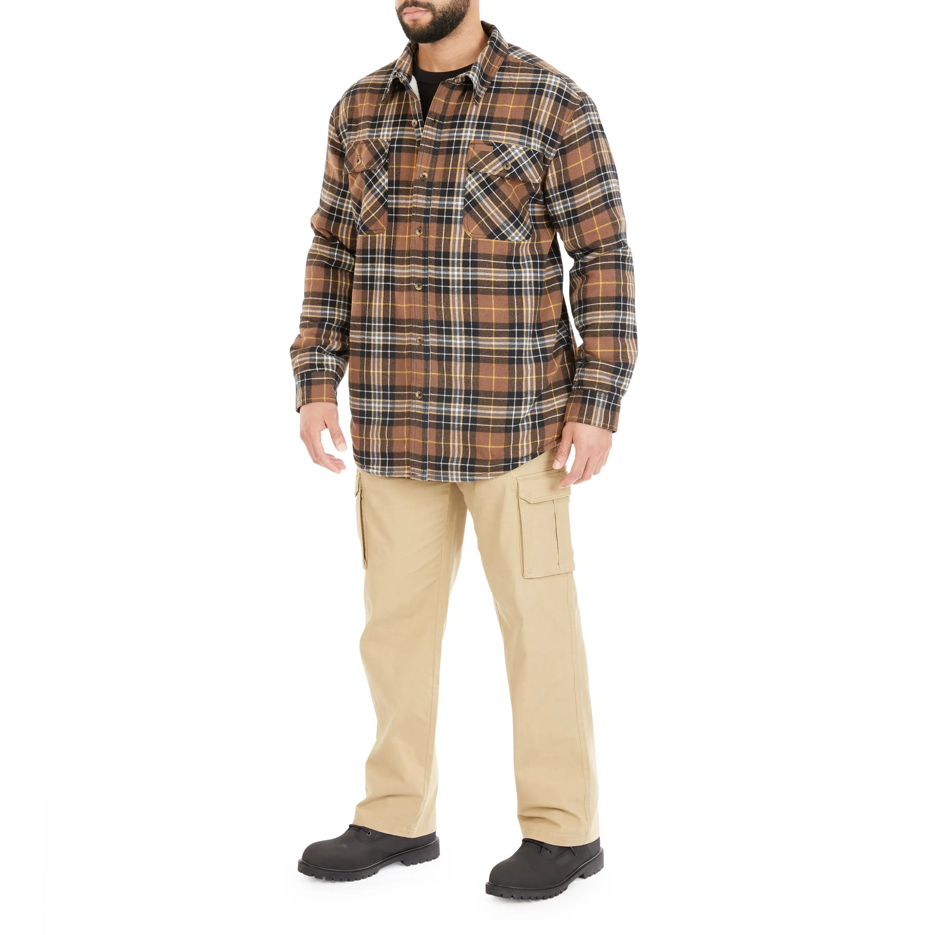 SHERPA-LINED FLANNEL SHIRT JACKET