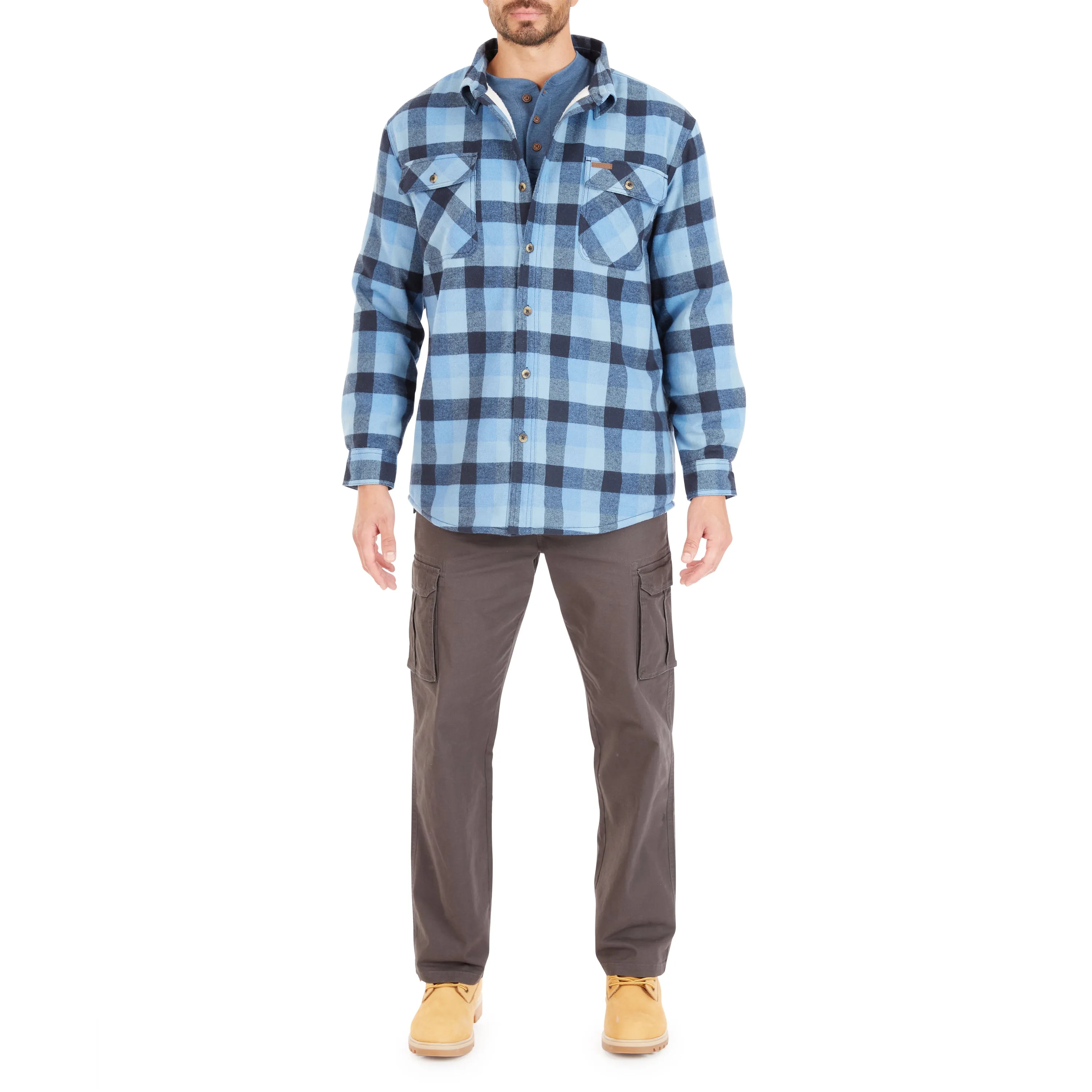 SHERPA-LINED FLANNEL SHIRT JACKET