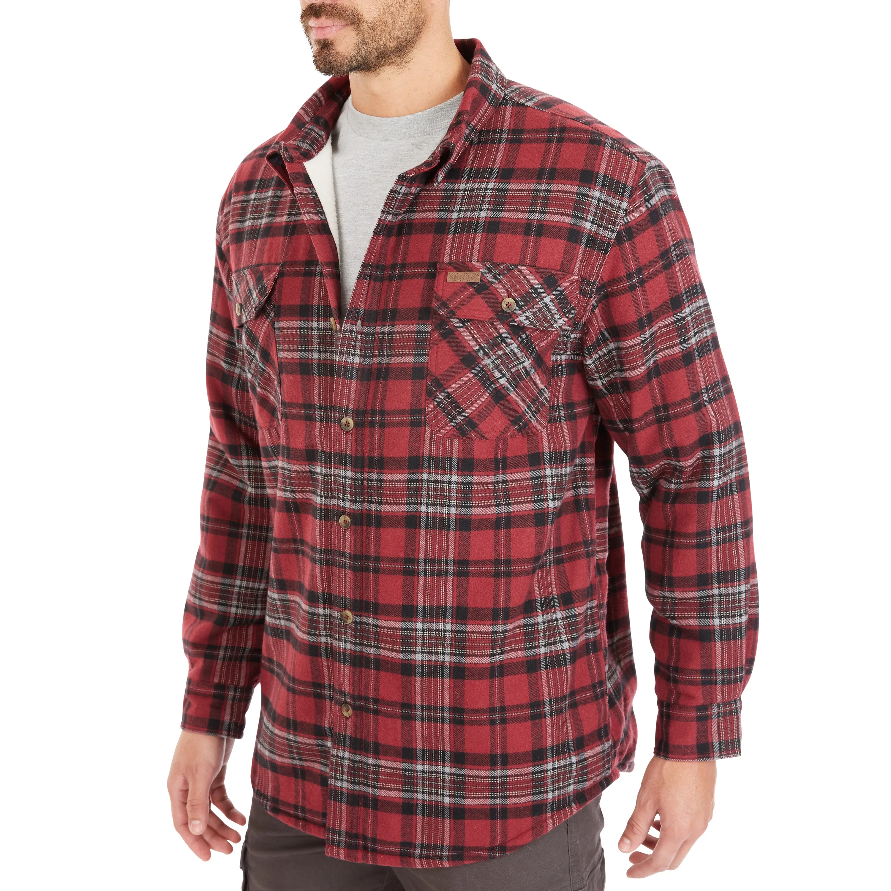 SHERPA-LINED FLANNEL SHIRT JACKET