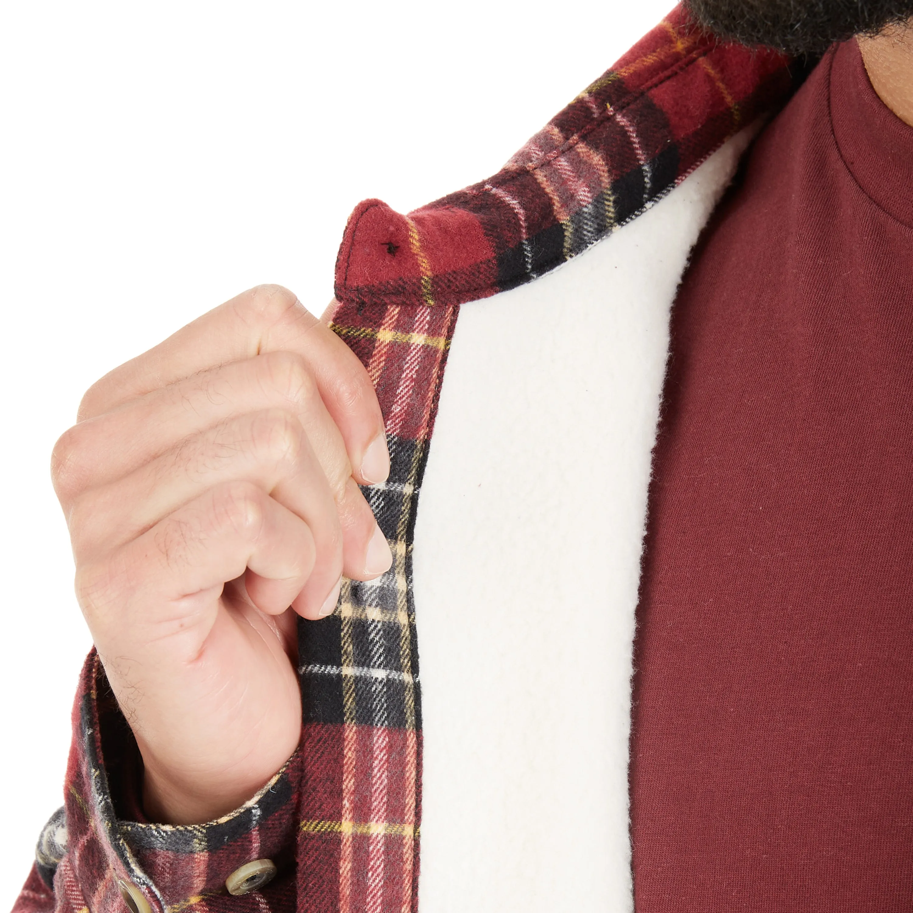 SHERPA-LINED FLANNEL SHIRT JACKET