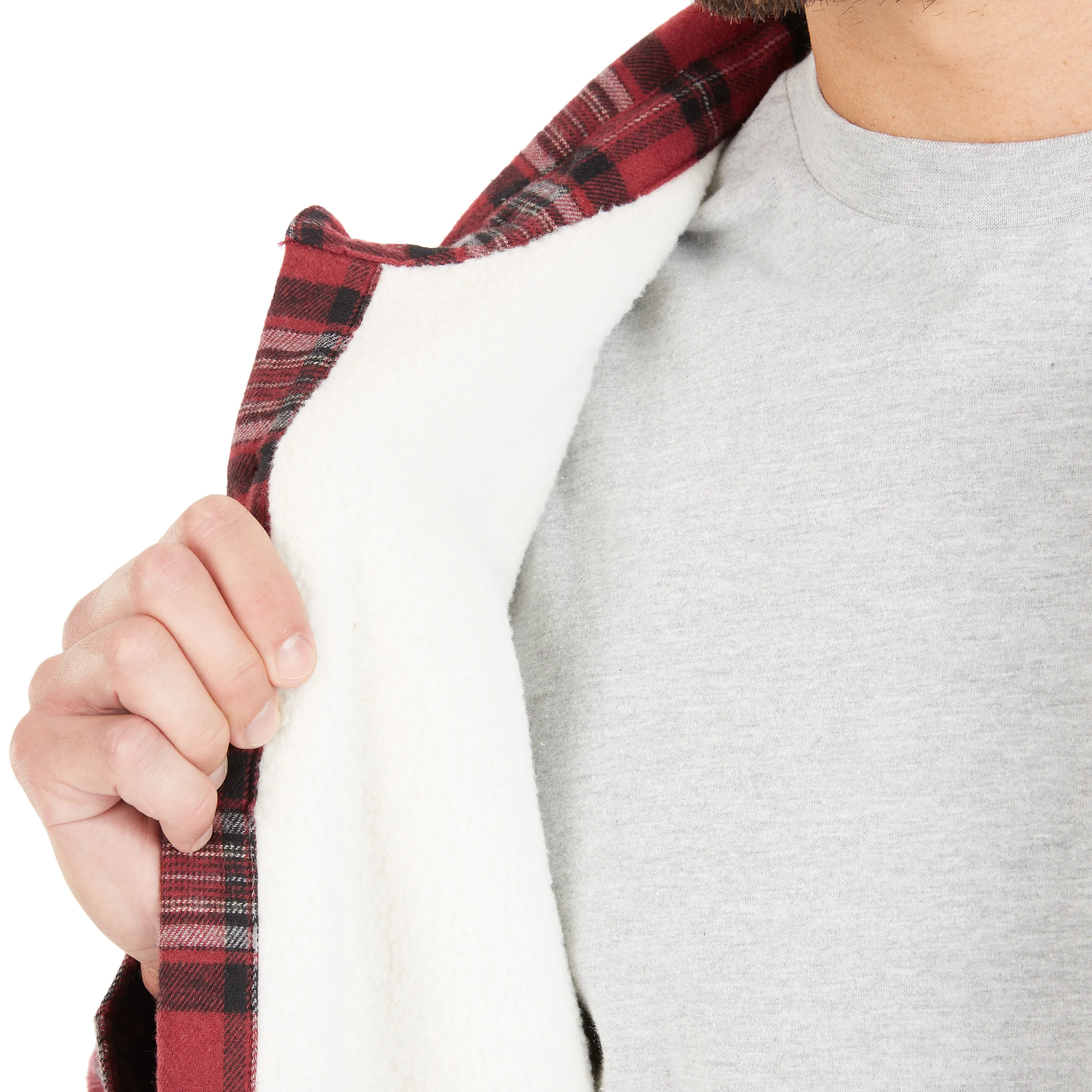 SHERPA-LINED FLANNEL SHIRT JACKET