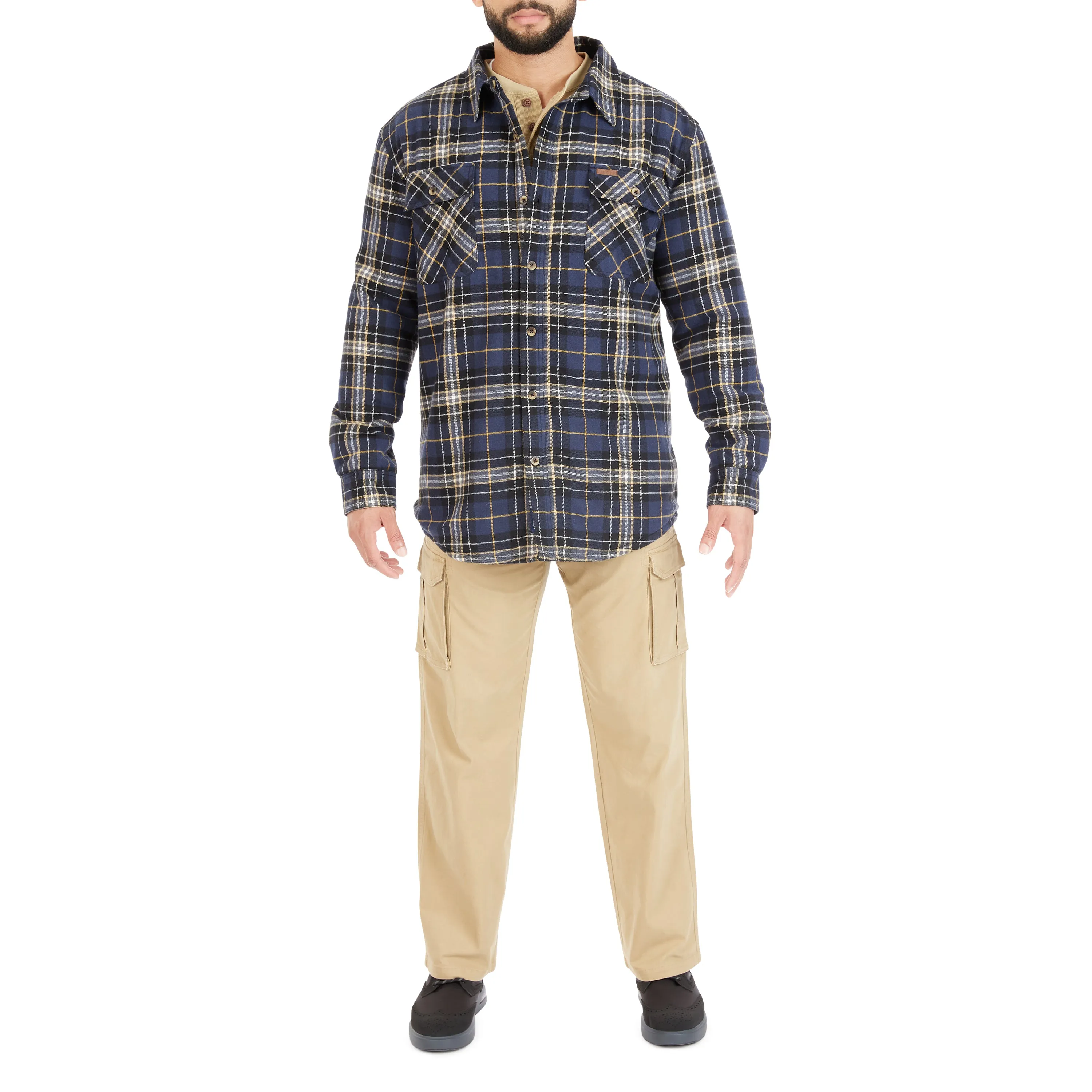 SHERPA-LINED FLANNEL SHIRT JACKET