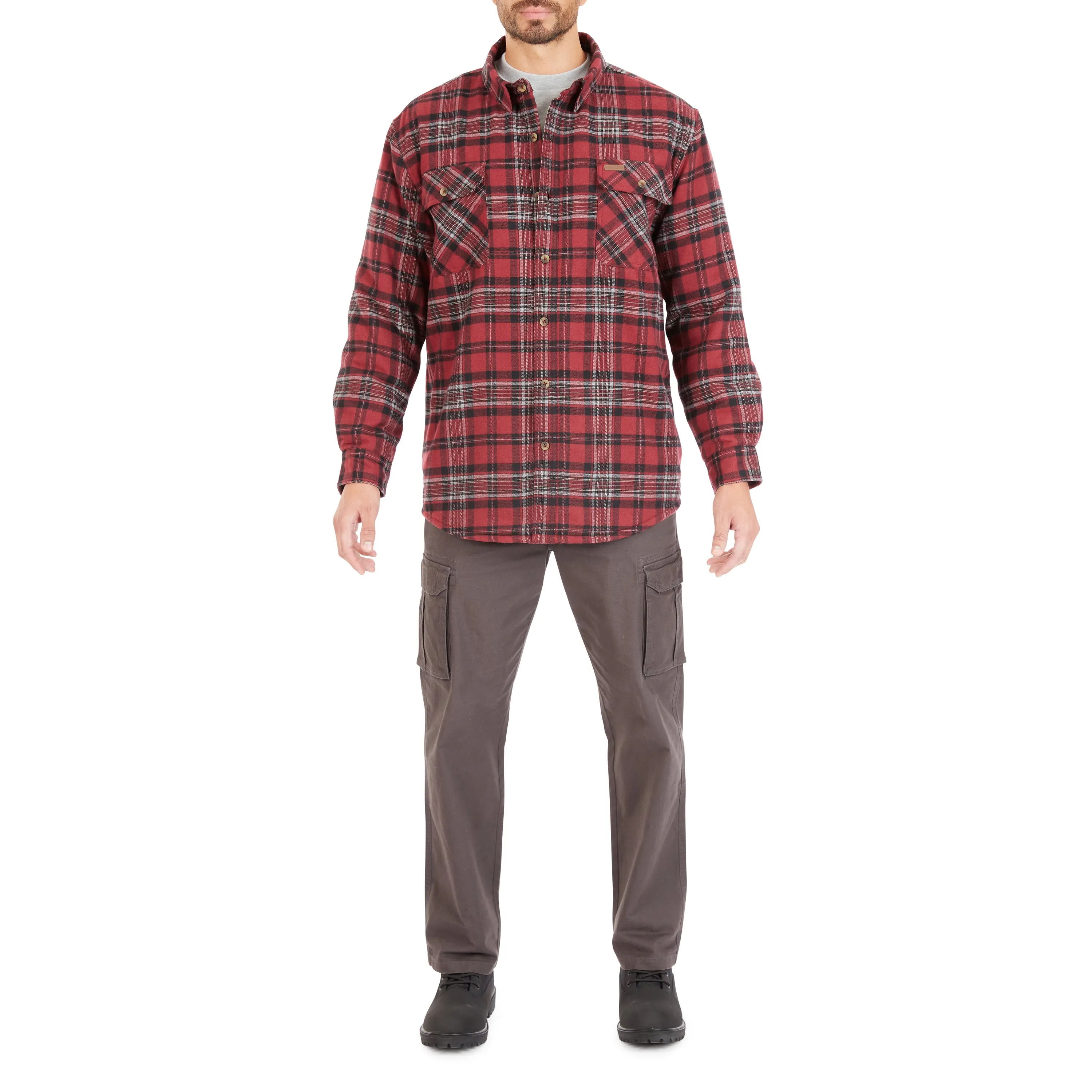 SHERPA-LINED FLANNEL SHIRT JACKET