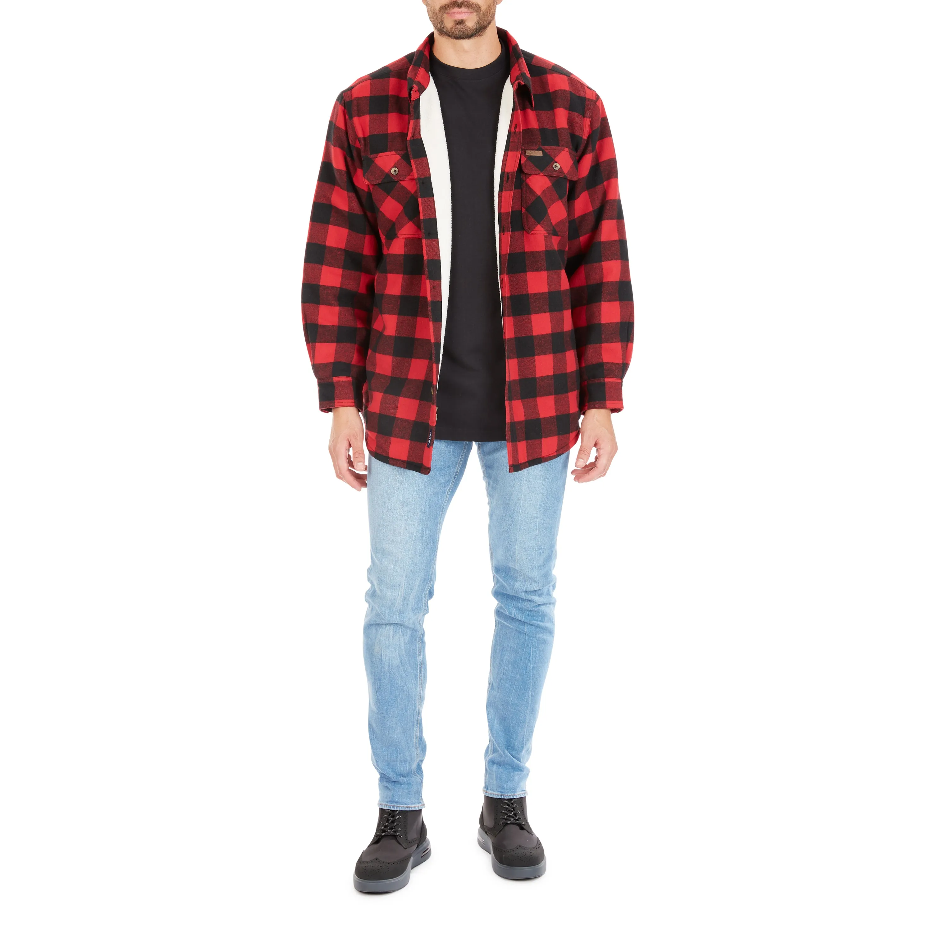 SHERPA-LINED FLANNEL SHIRT JACKET