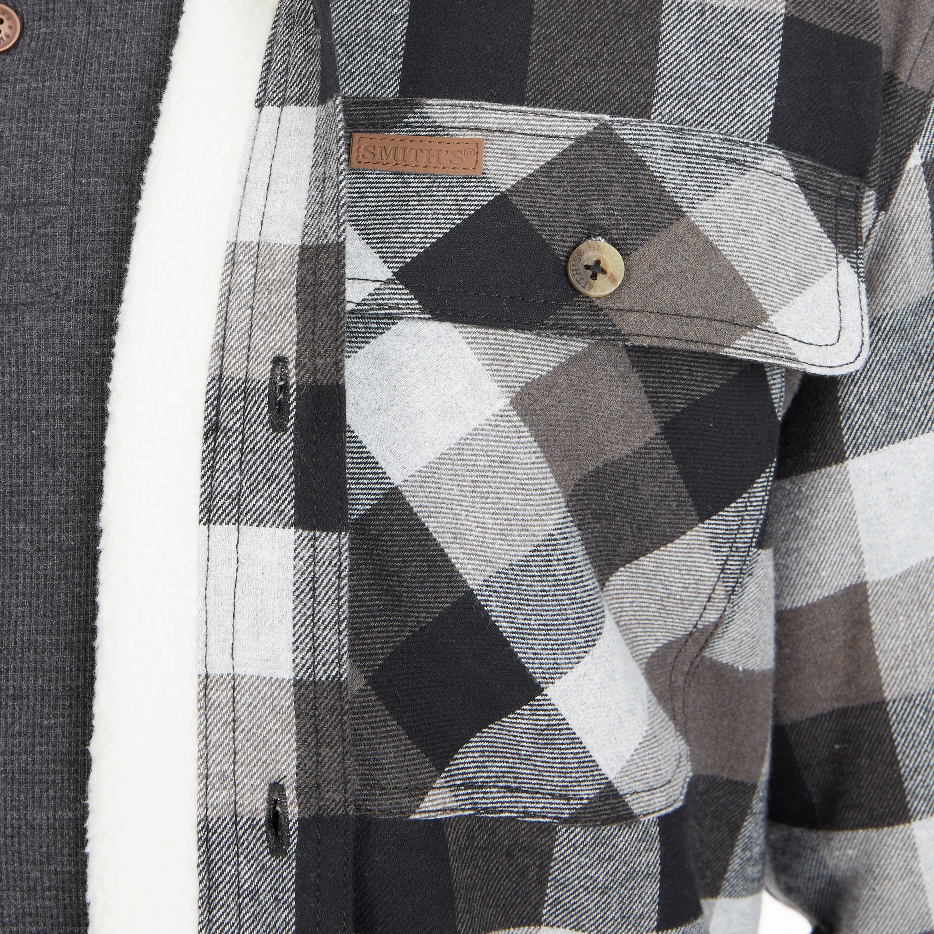 SHERPA-LINED FLANNEL SHIRT JACKET