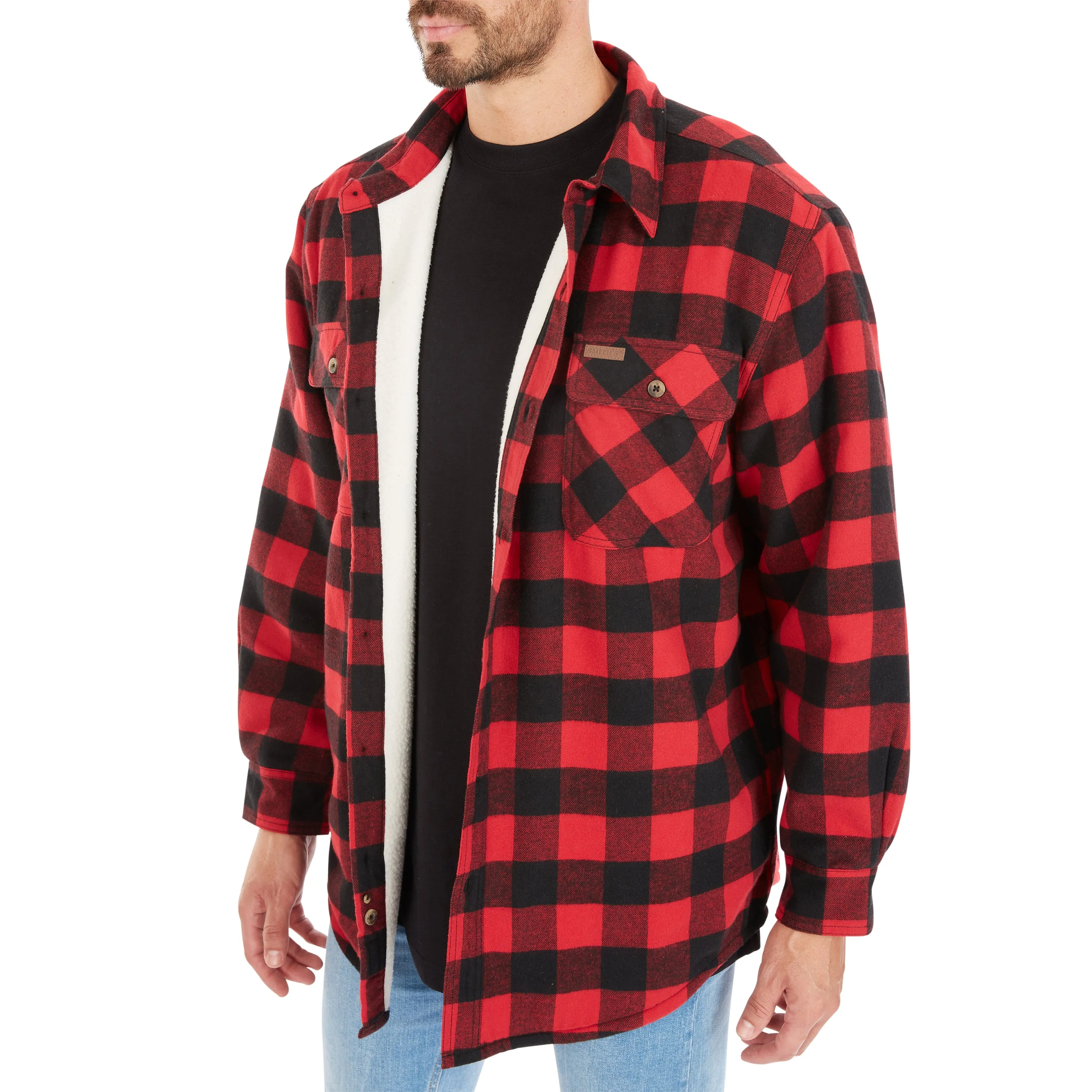 SHERPA-LINED FLANNEL SHIRT JACKET