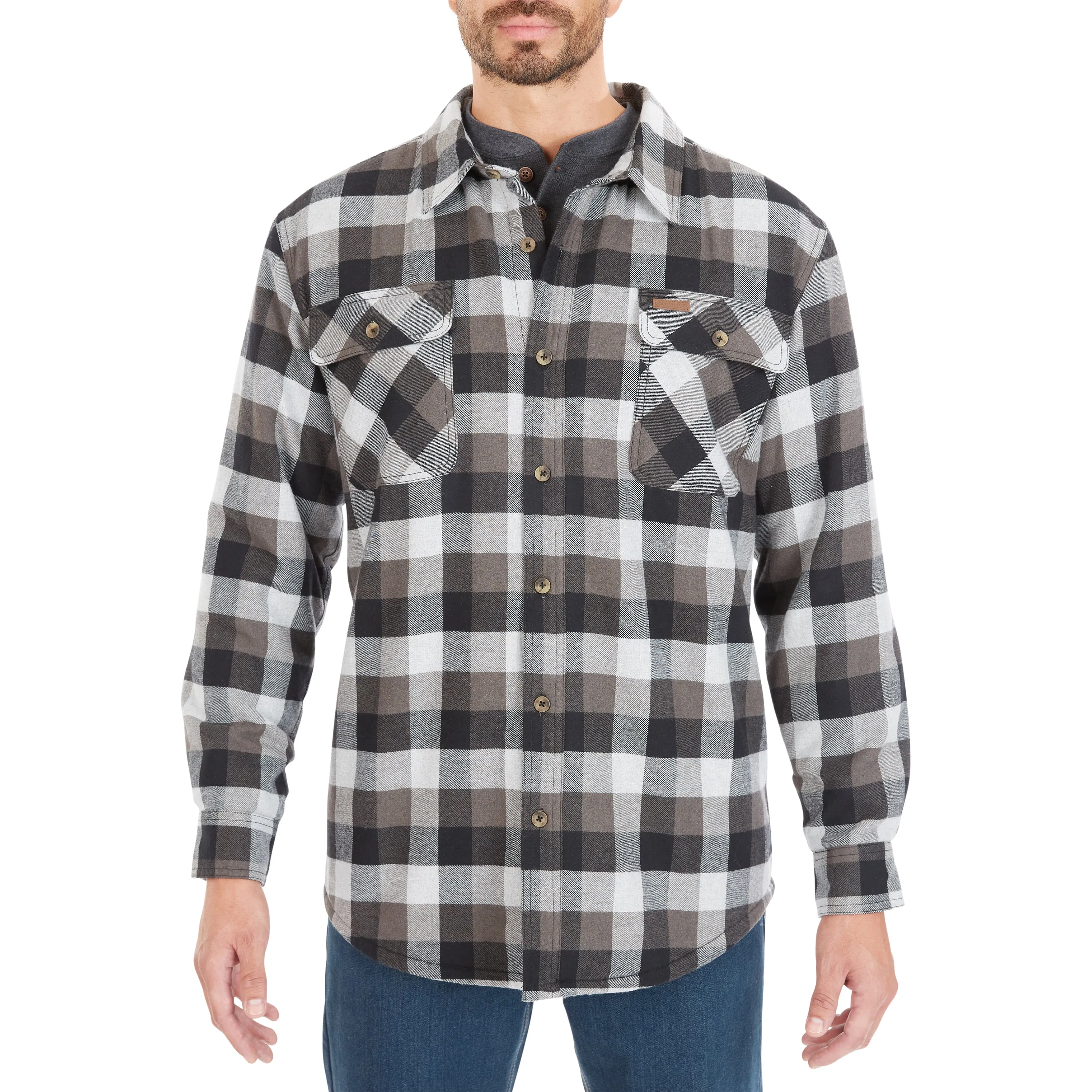 SHERPA-LINED FLANNEL SHIRT JACKET