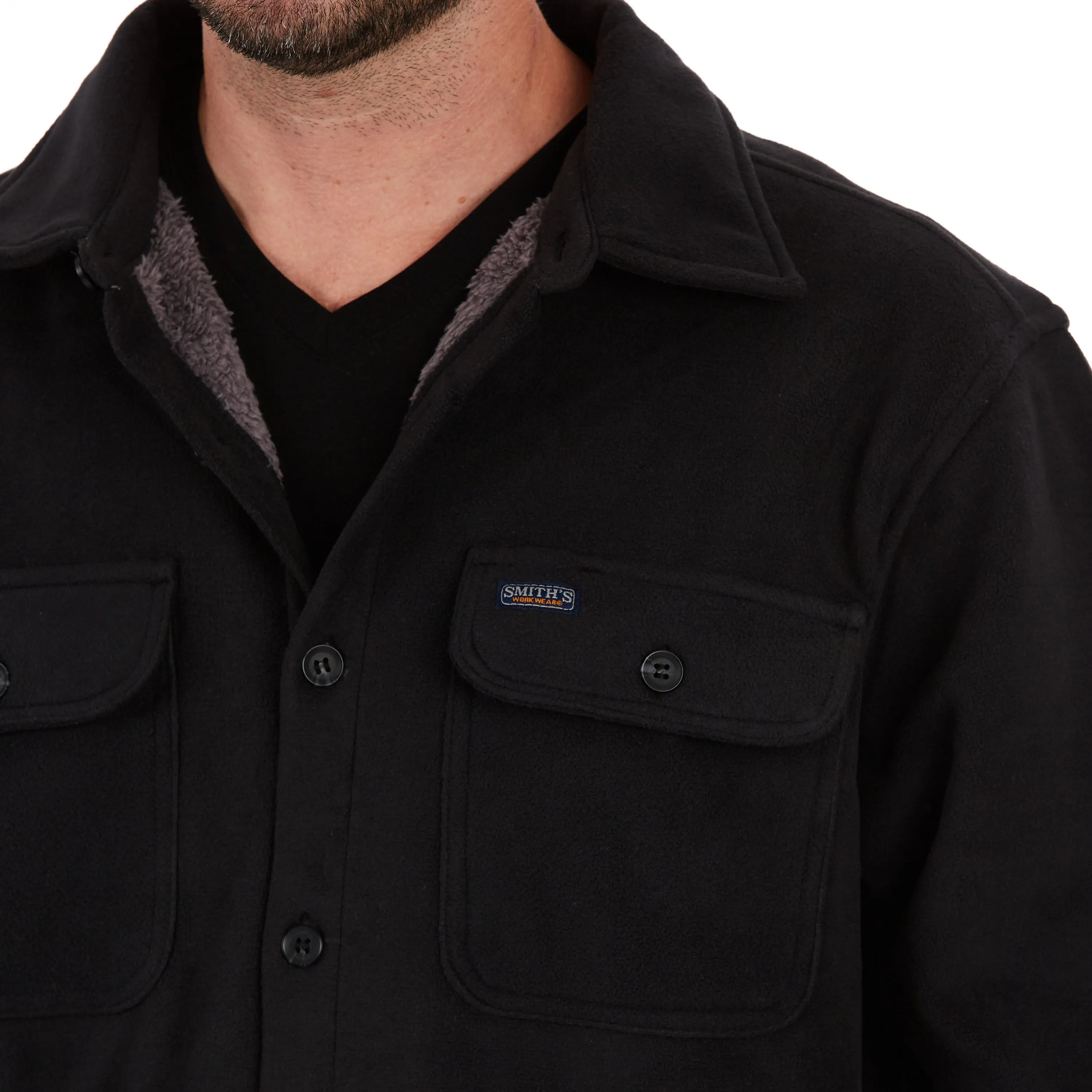 SHERPA-LINED FLEECE SHIRT JACKET